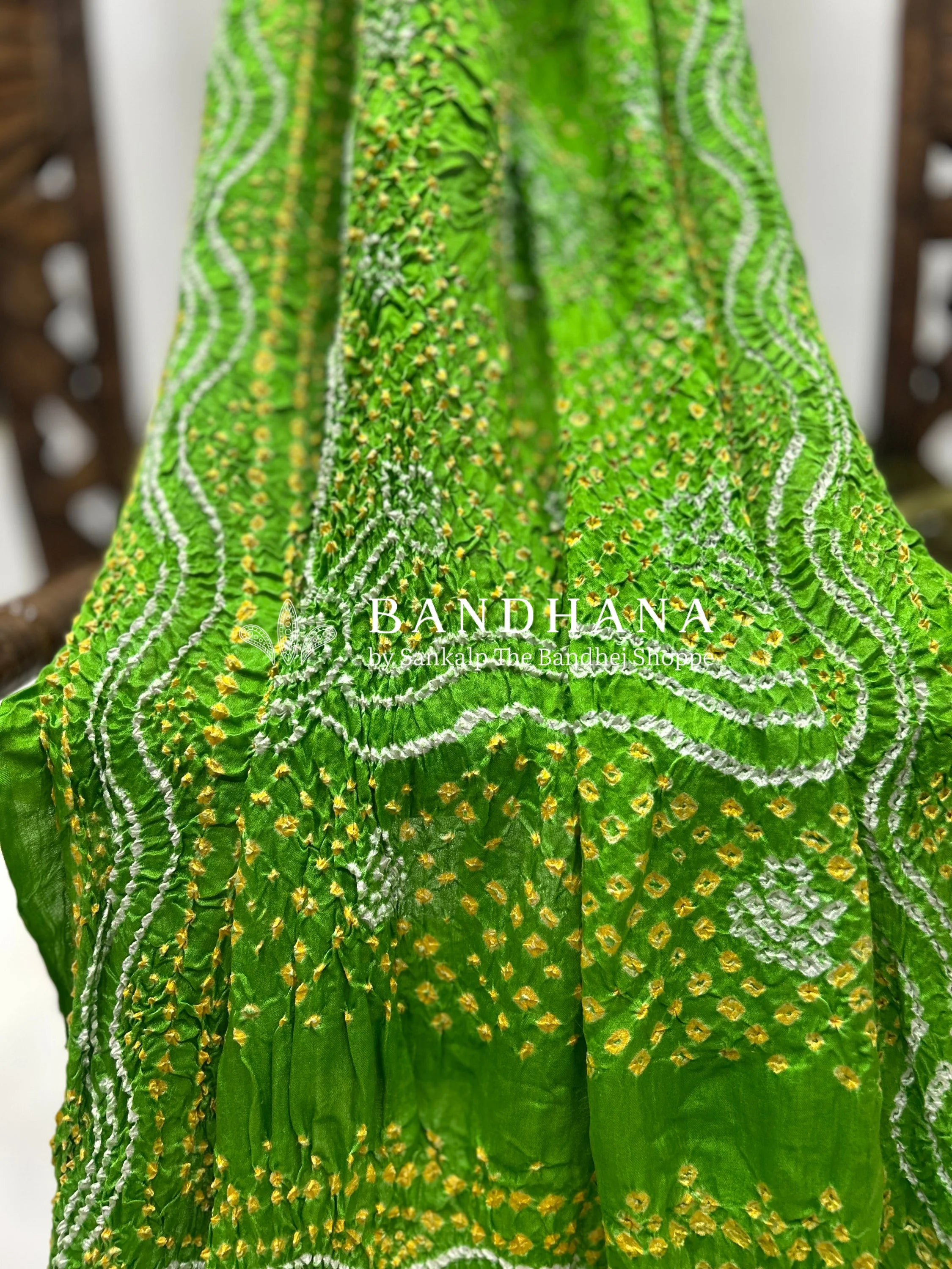 Parrot Green Gajji Silk Chandrakani Dupatta Dupattas