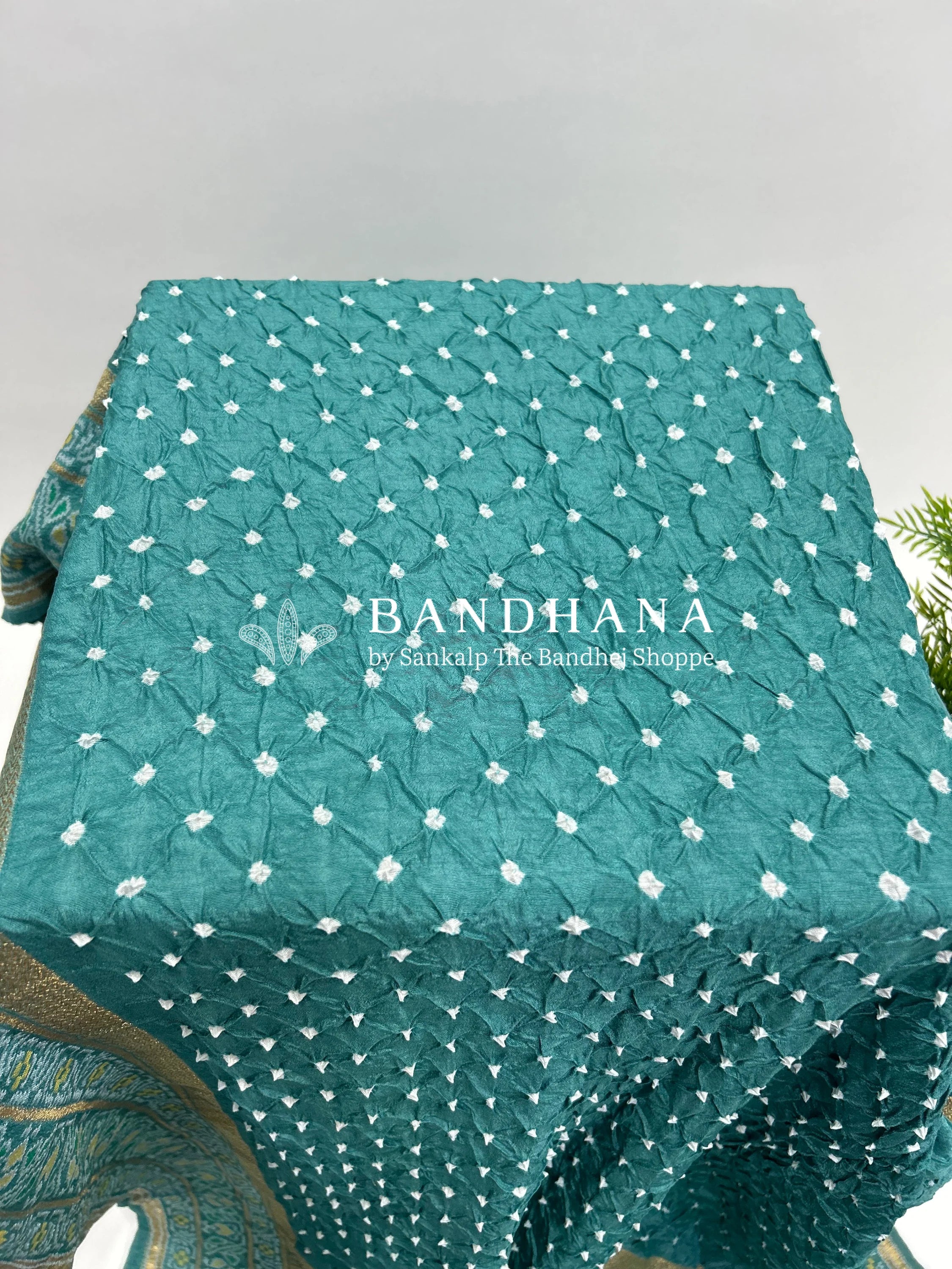 Pastel Blue Malai Silk Single Dot Bandhani Saree darkcyan / Malai Silk Sarees