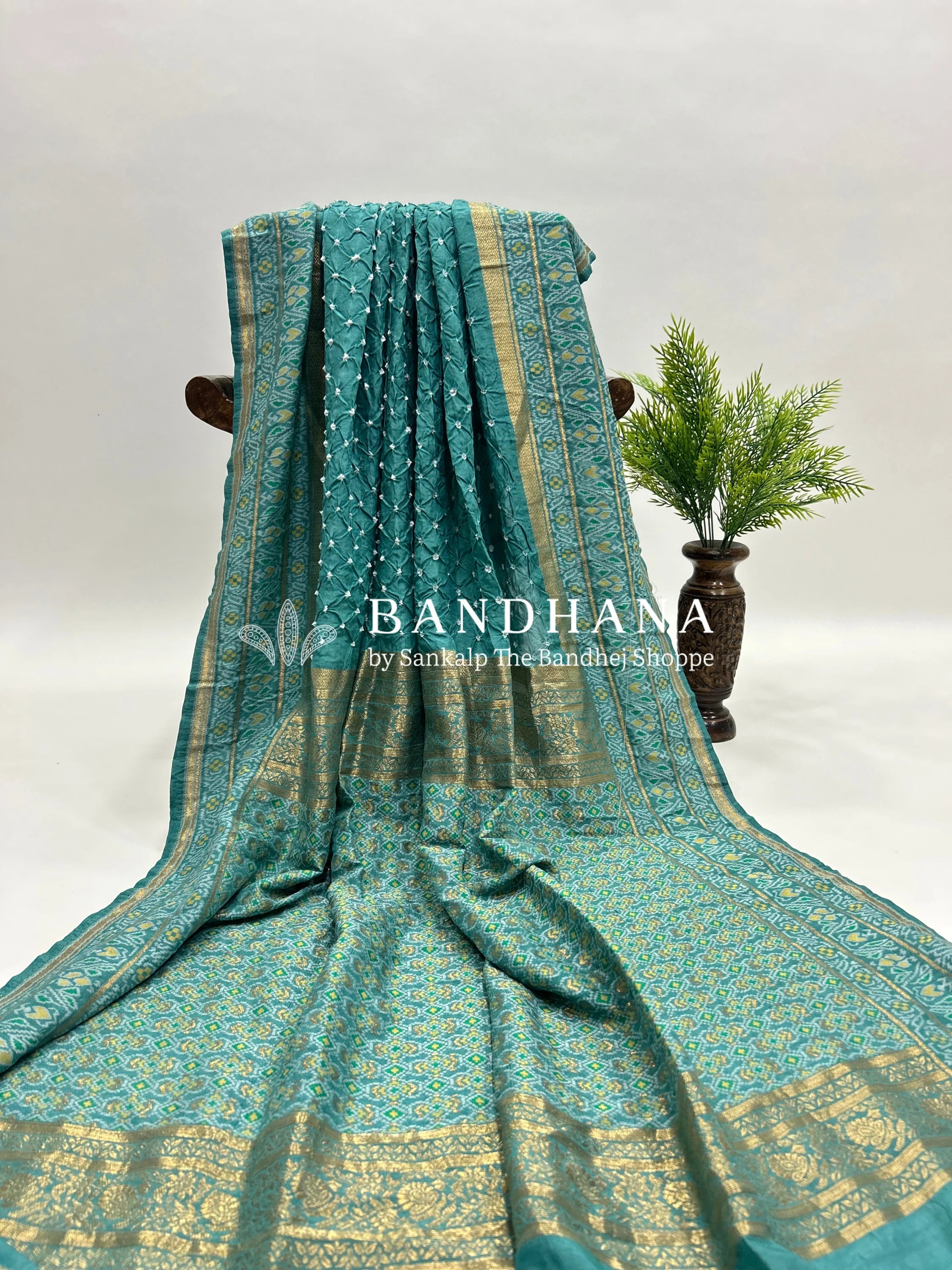 Pastel Blue Malai Silk Single Dot Bandhani Saree darkcyan / Malai Silk Sarees