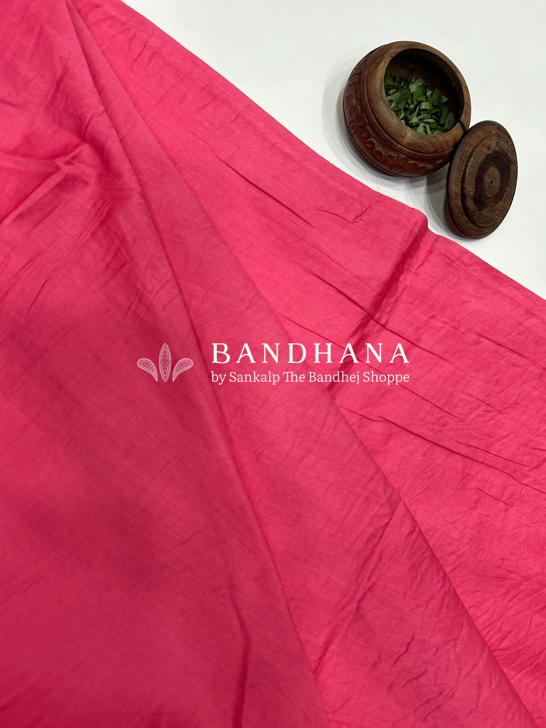 Peach Cotton Work Bandhani Dress Material (Unstitched) hotpink / Cotton Dresses