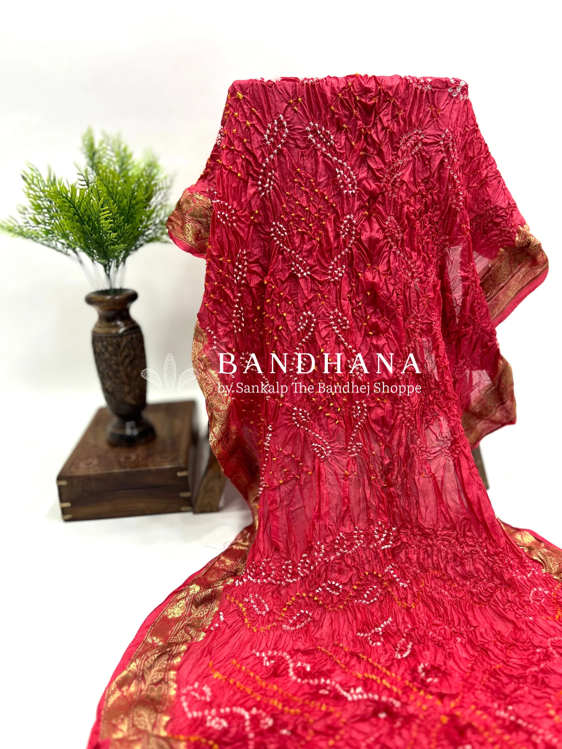 Peach Soft Silk Resham Border Bandhani Saree pink / Soft Silk Sarees