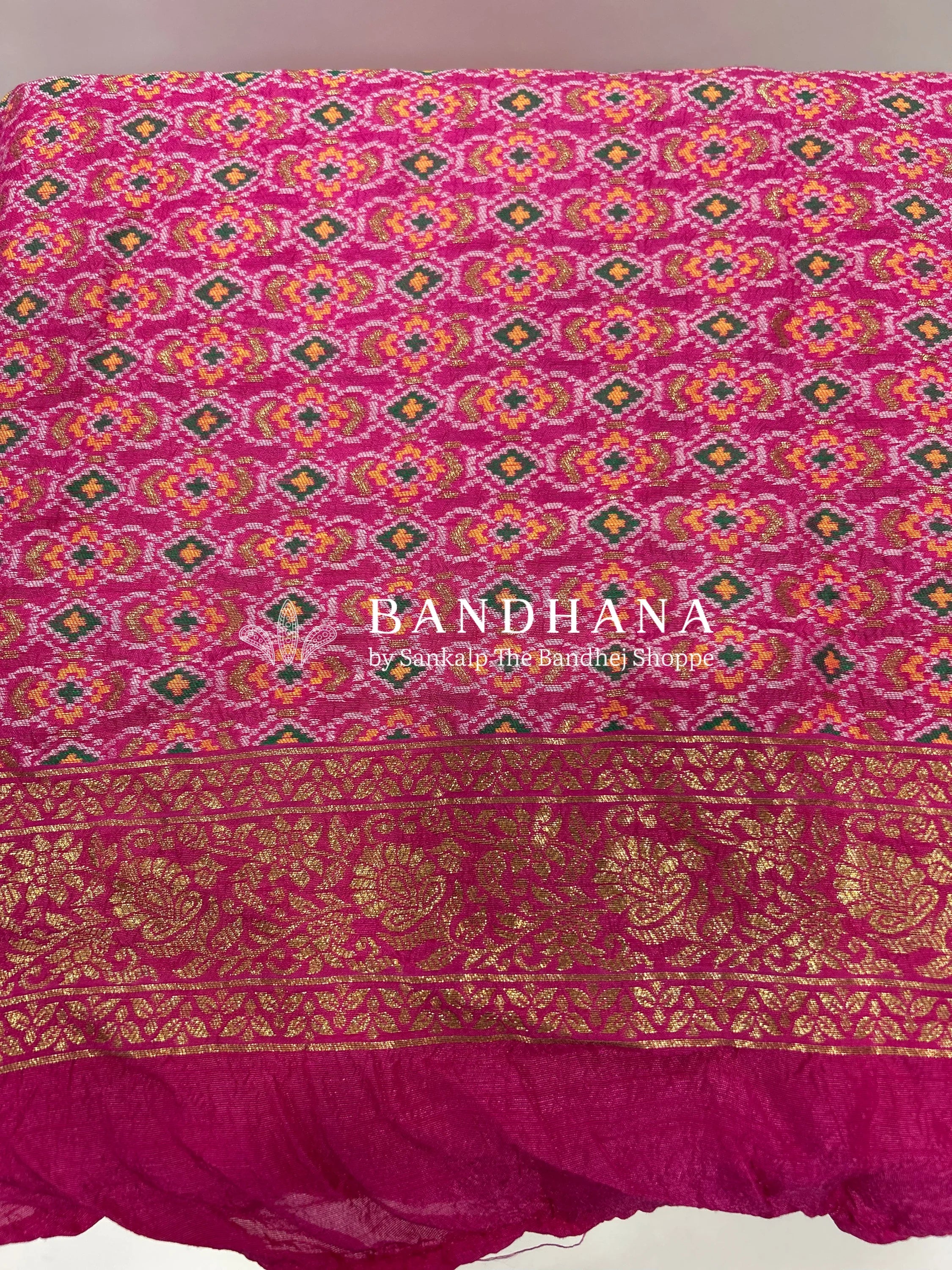 Pink Color Malai Silk Single Dot Bandhani Saree pink / Malai Silk Sarees