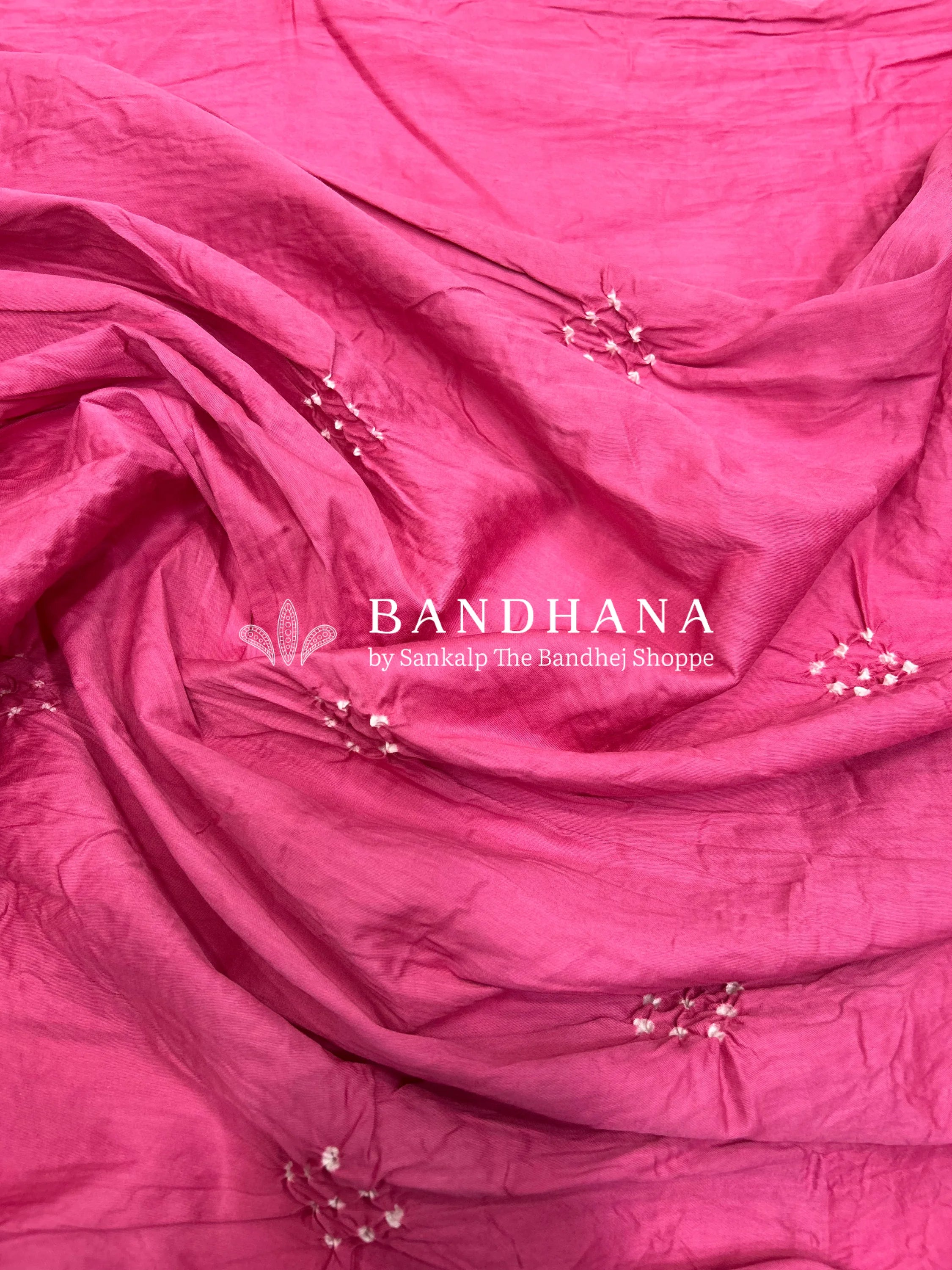 Pink Cotton Work Bandhani Dress Material (Unstitched) pink / Cotton Dresses