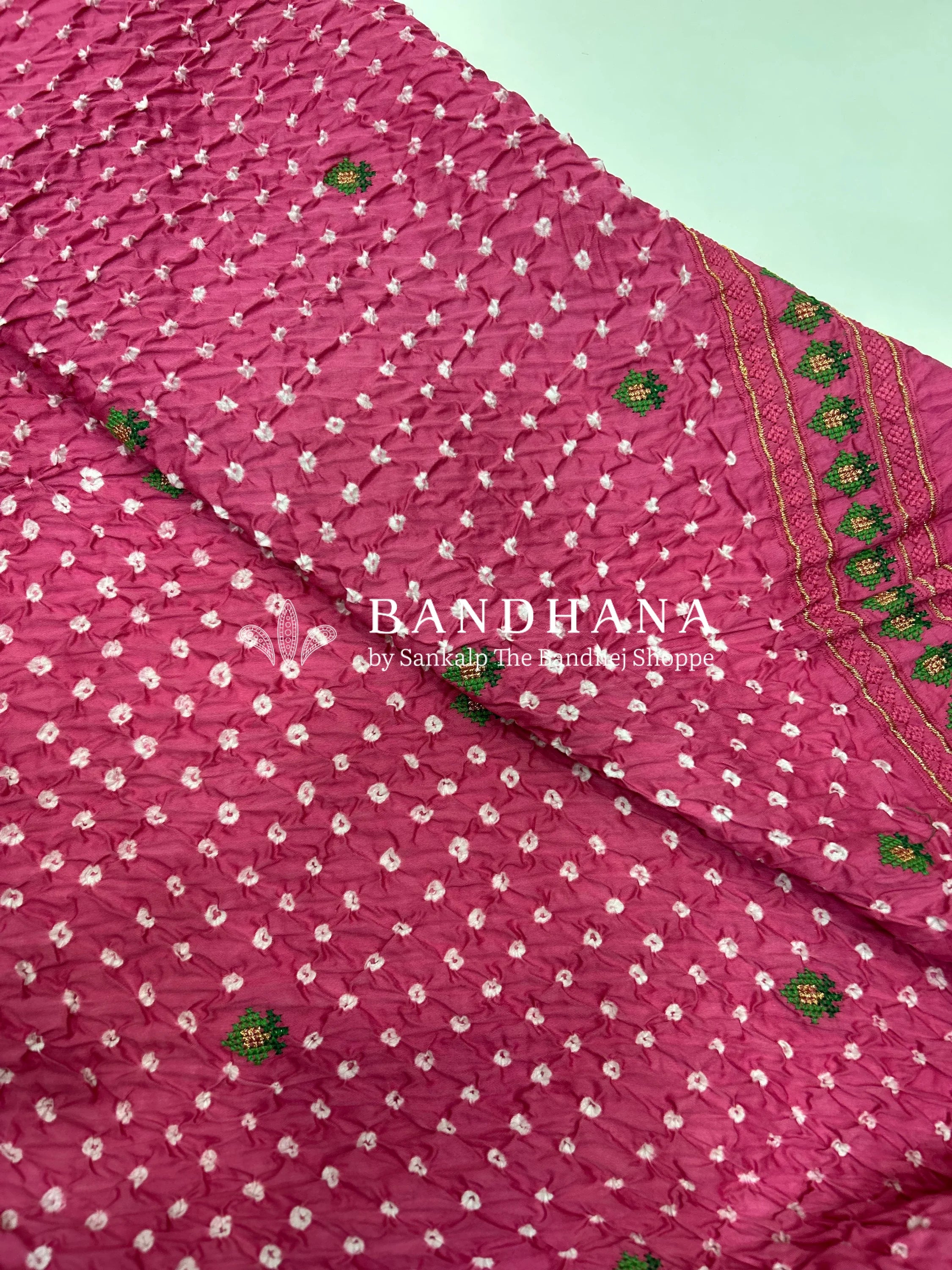 Pink Cotton Work Bandhani Dress Material (Unstitched) pink / Cotton Dresses