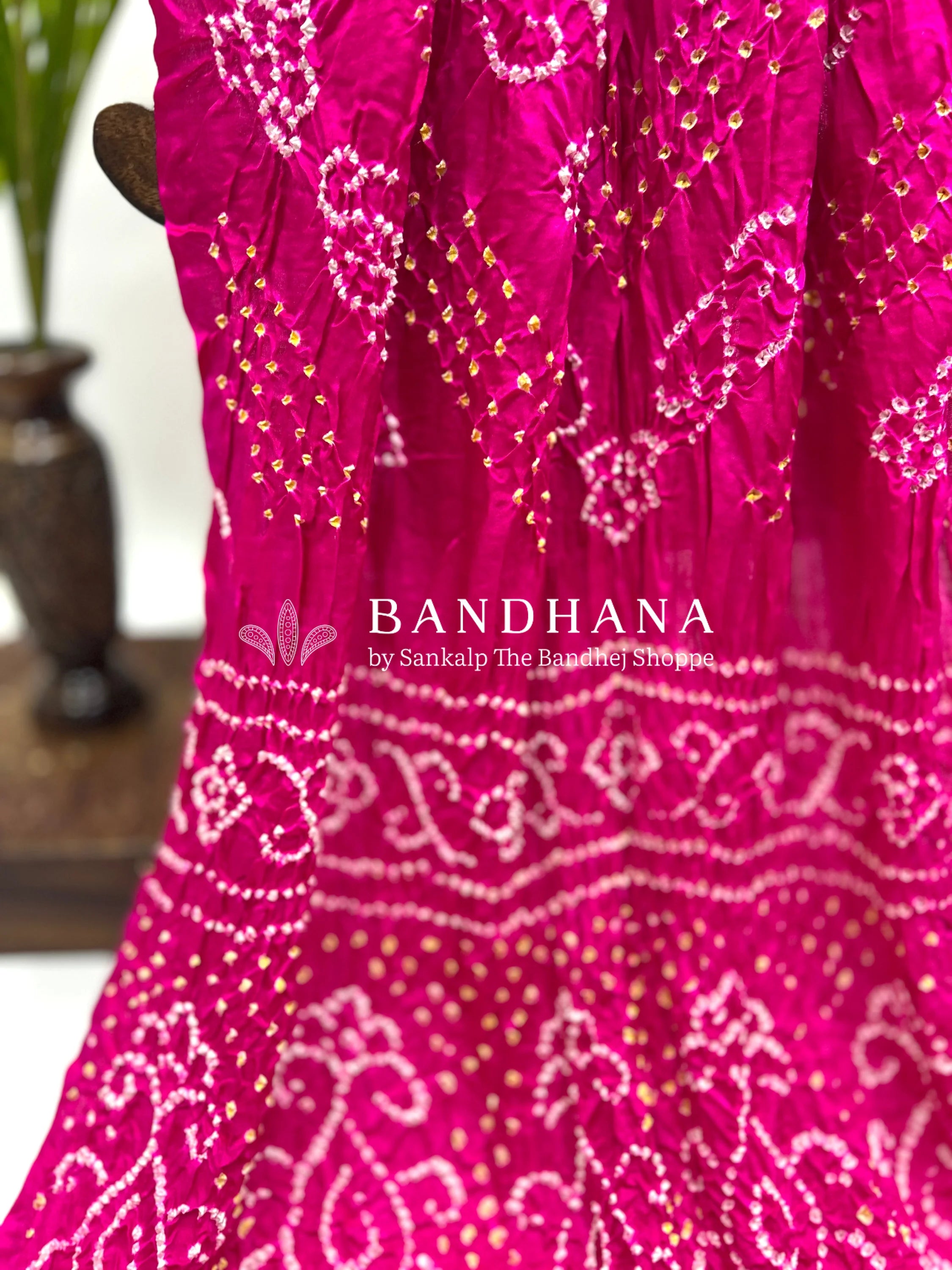 Pink Gajji Fancy Bandhani Saree Sarees