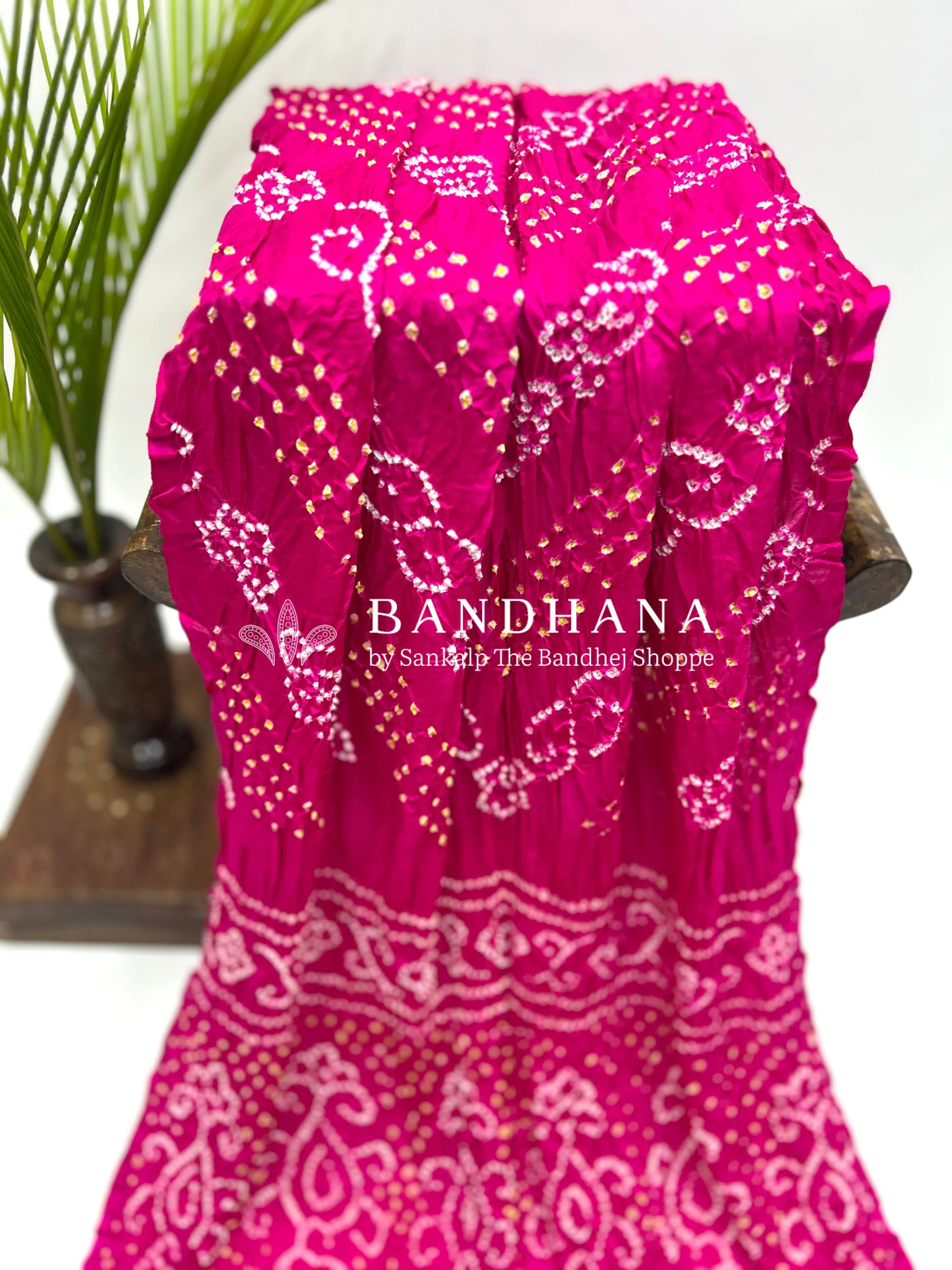 Pink Gajji Fancy Bandhani Saree Sarees