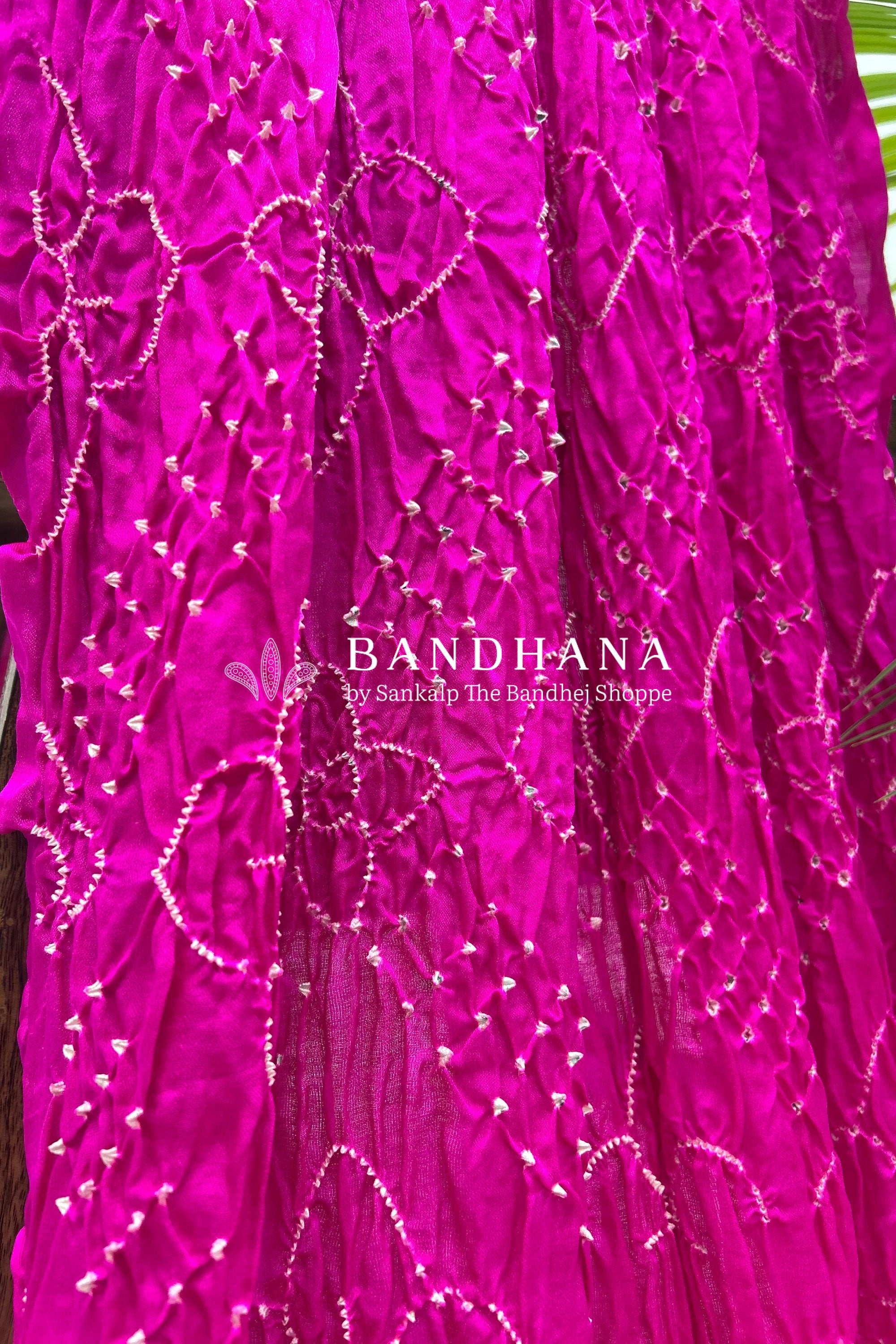 Pink Gajji Fancy Rai Bandhani Saree Sarees