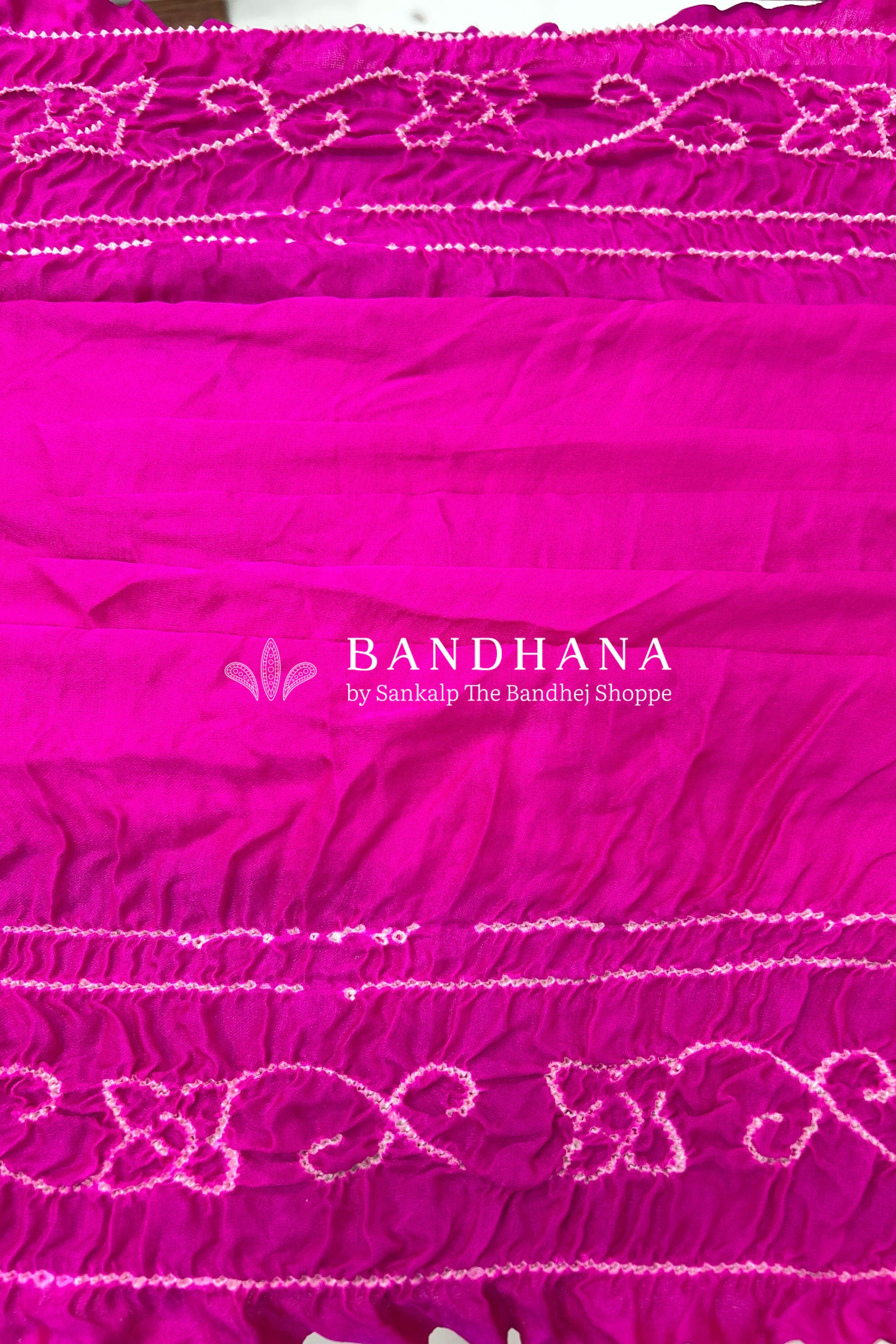 Pink Gajji Fancy Rai Bandhani Saree Sarees