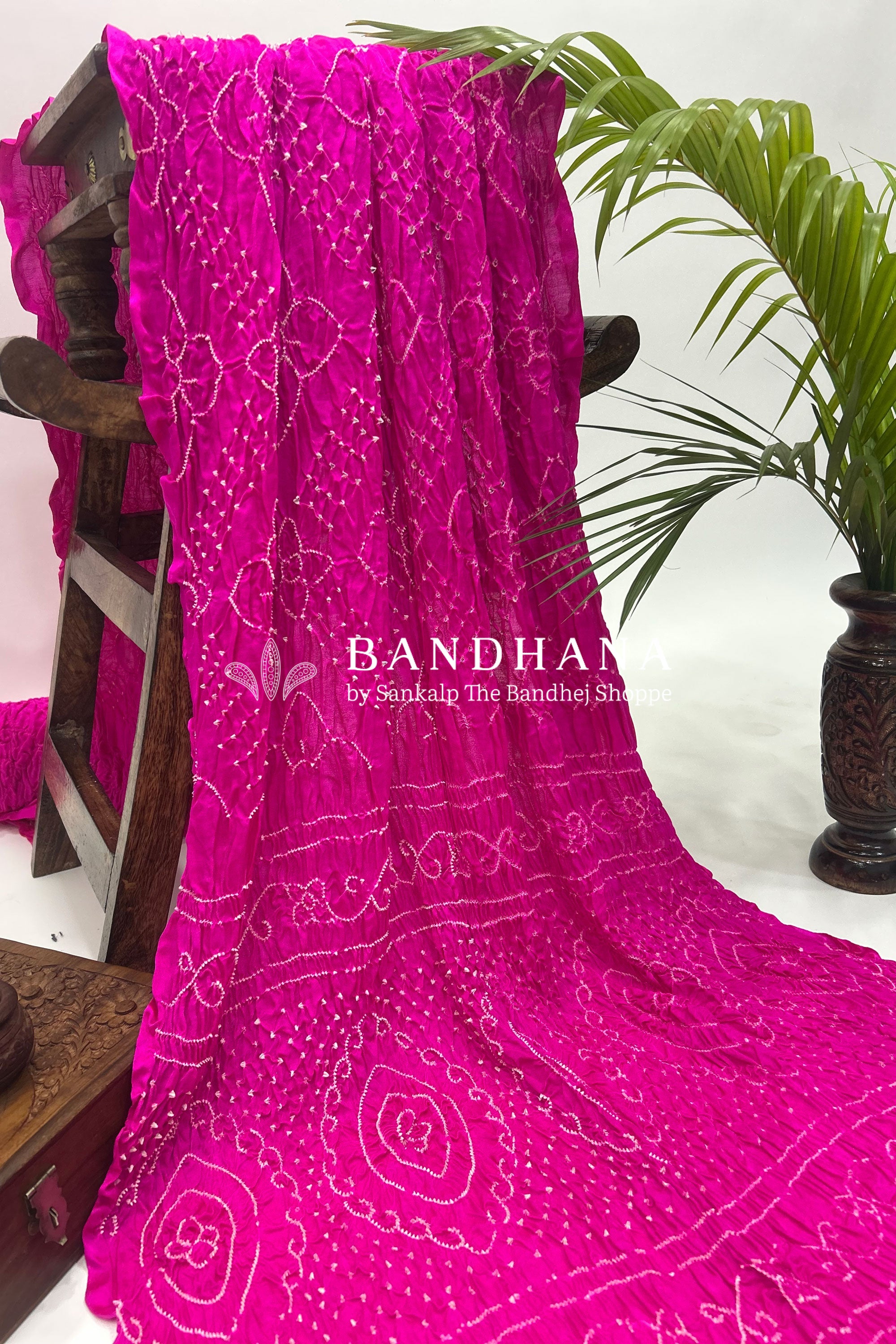 Pink Gajji Fancy Rai Bandhani Saree Sarees