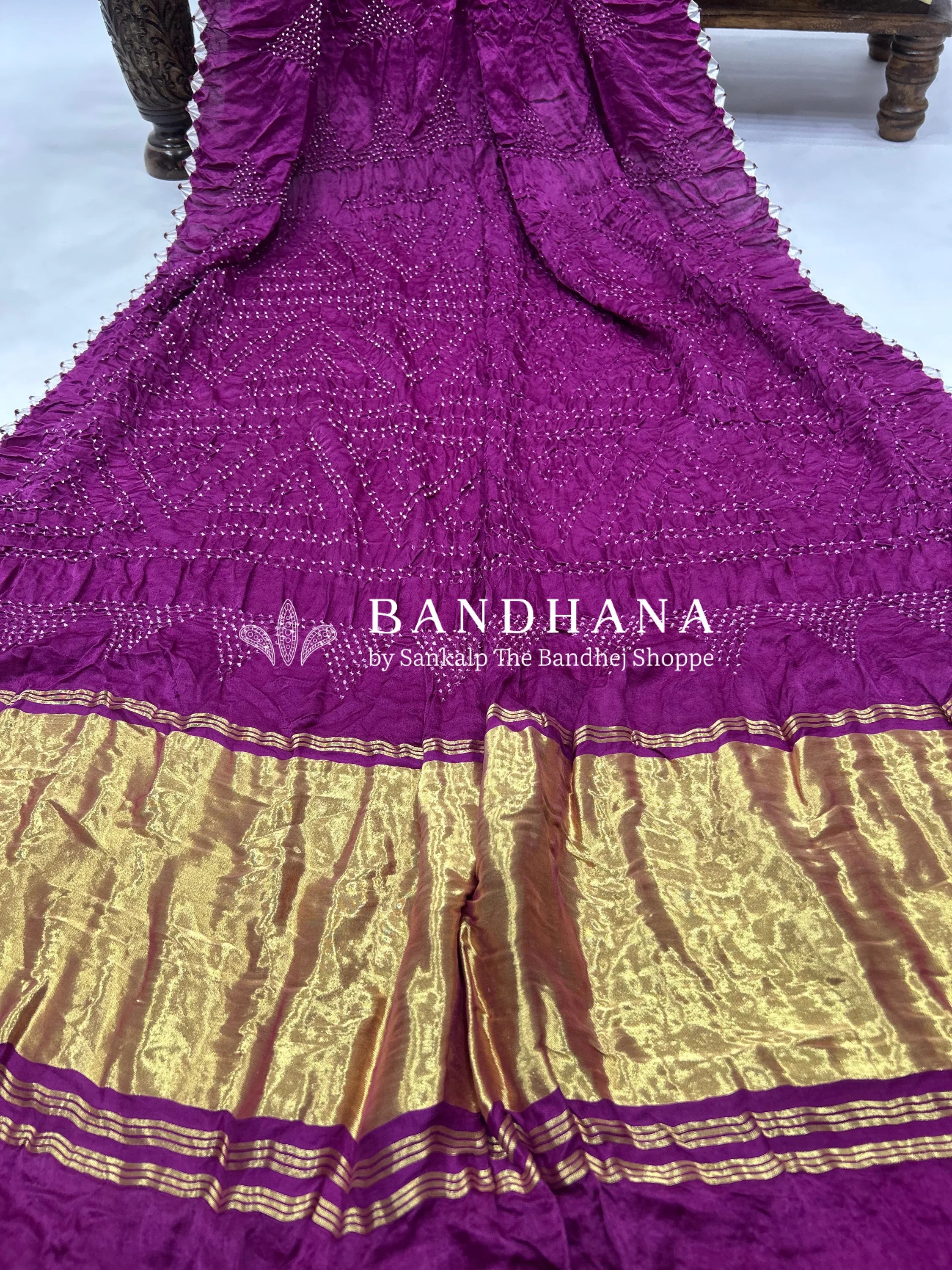 Pink Magenta Gajji Bharati Designer Bandhani Saree Sarees