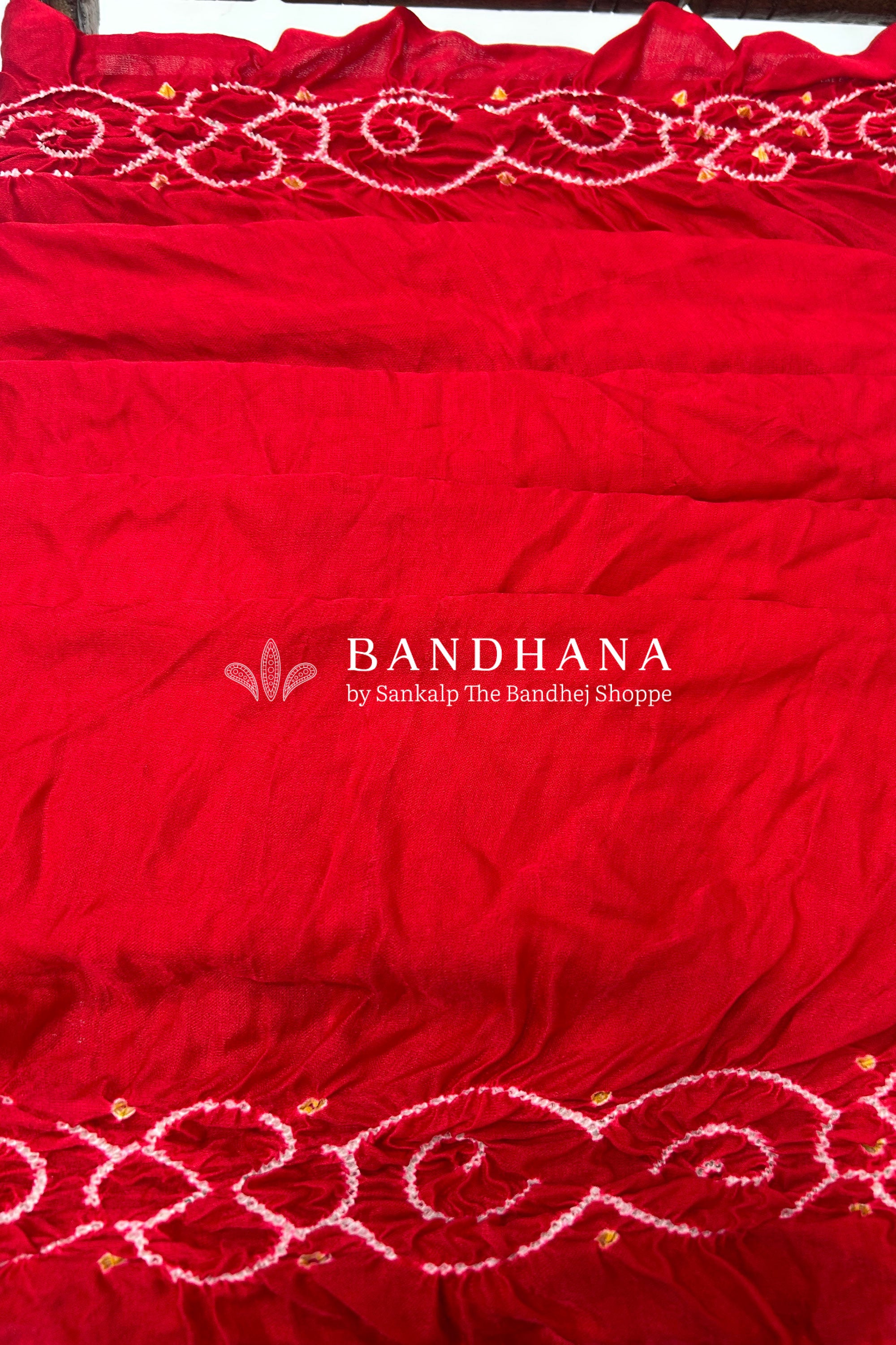 Pink Red Shaded Gajji Fancy Rai Bandhani Saree Sarees