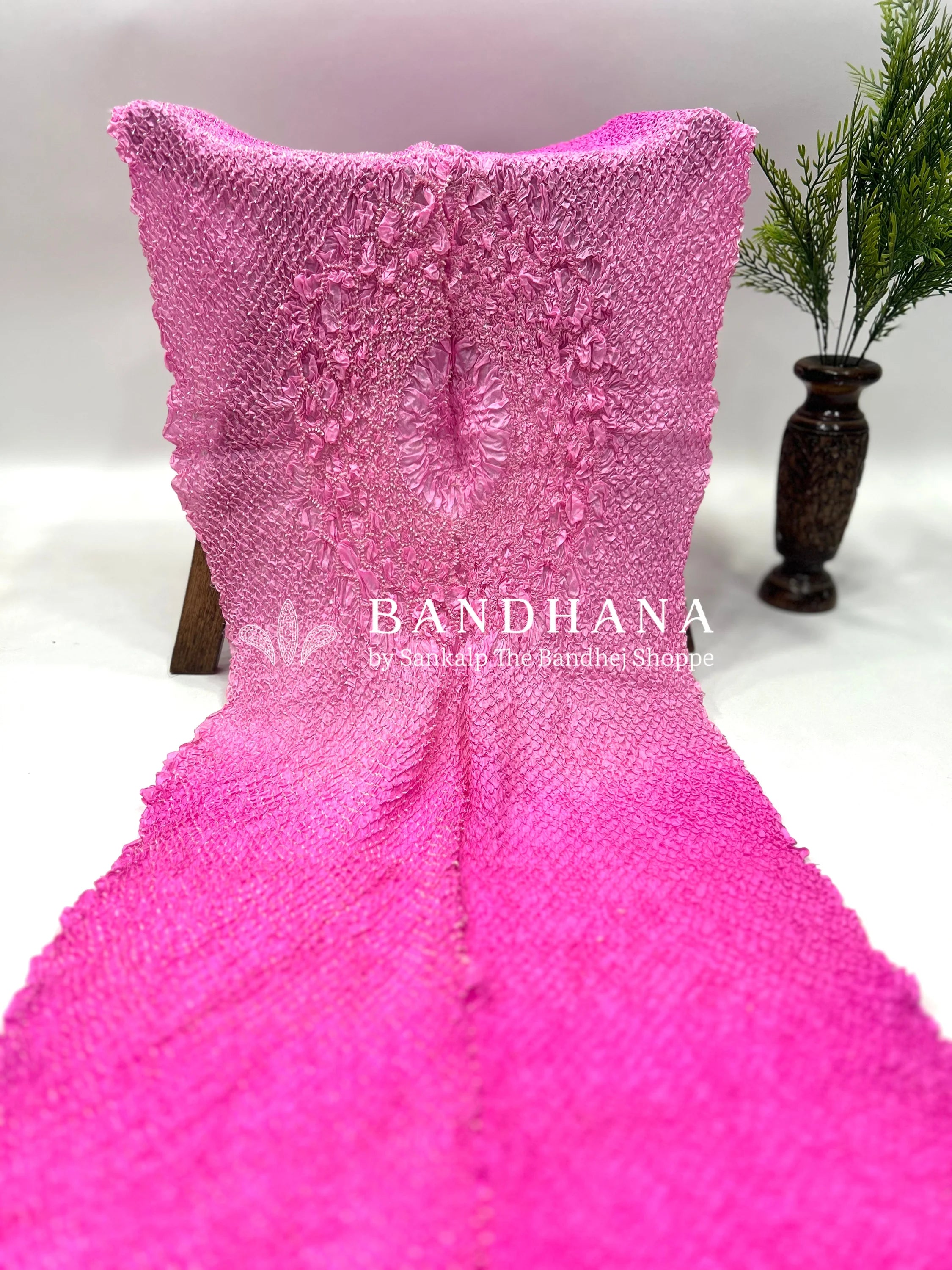 Pink Soft Silk Light Weight Lotus Design Habutai Dupatta pink / Soft Silk Dupattas