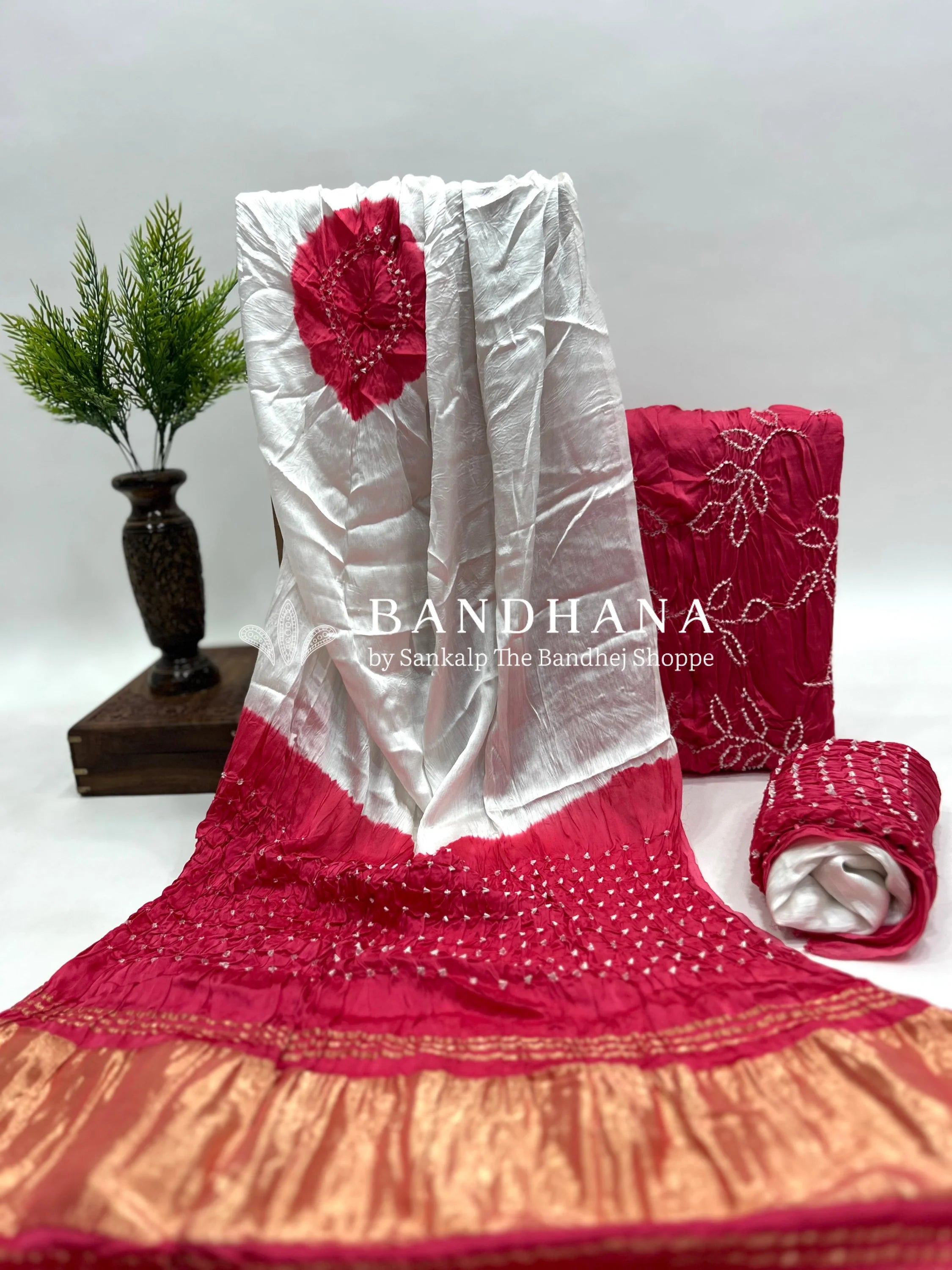 Pink-White Modal Ambadaal Dress Material pink / Modal Silk Dresses