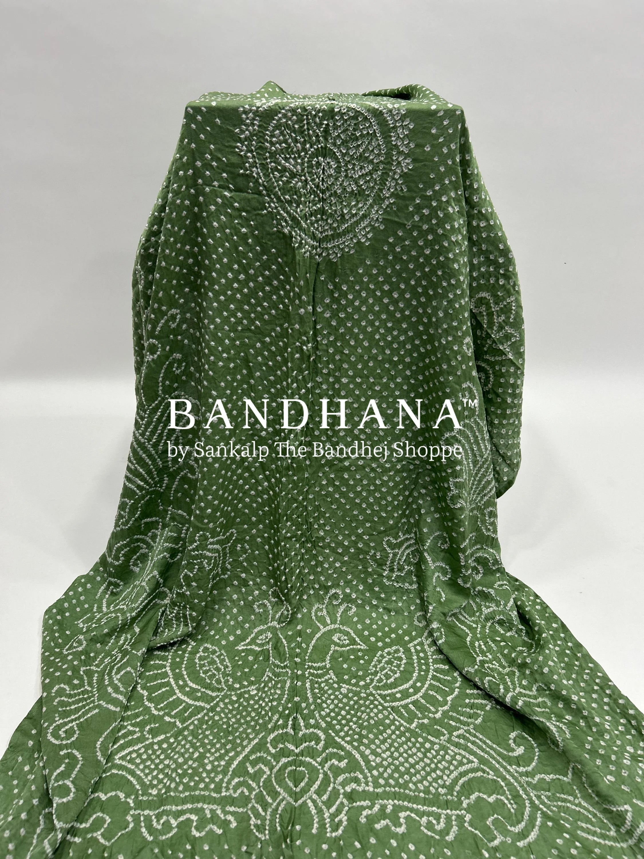 Pista Gaji Silk MorPankh Bandhani Dupatta seagreen / Gaji Silk Dupattas