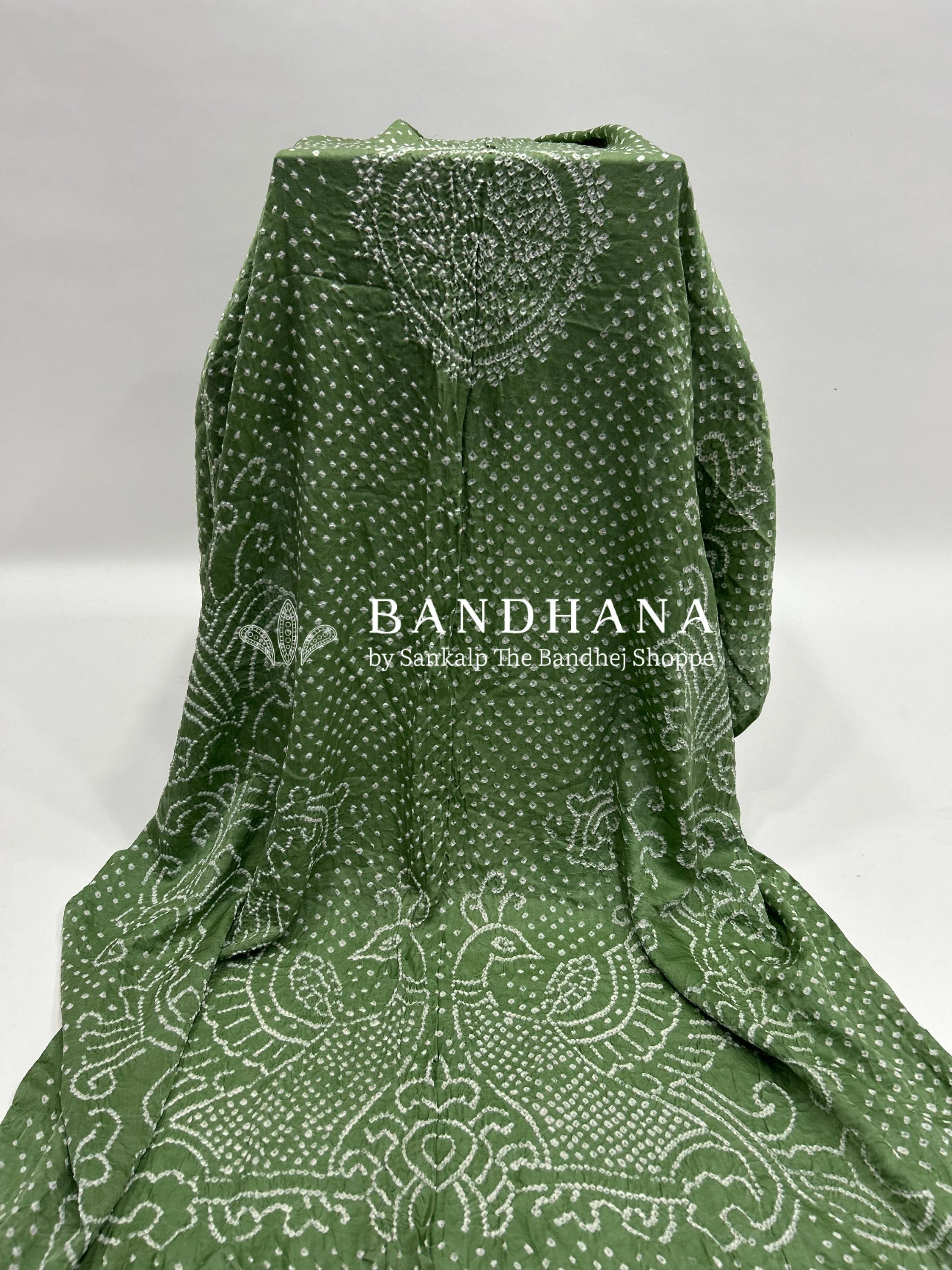 Pista Gaji Silk MorPankh Bandhani Dupatta seagreen / Gaji Silk Dupattas