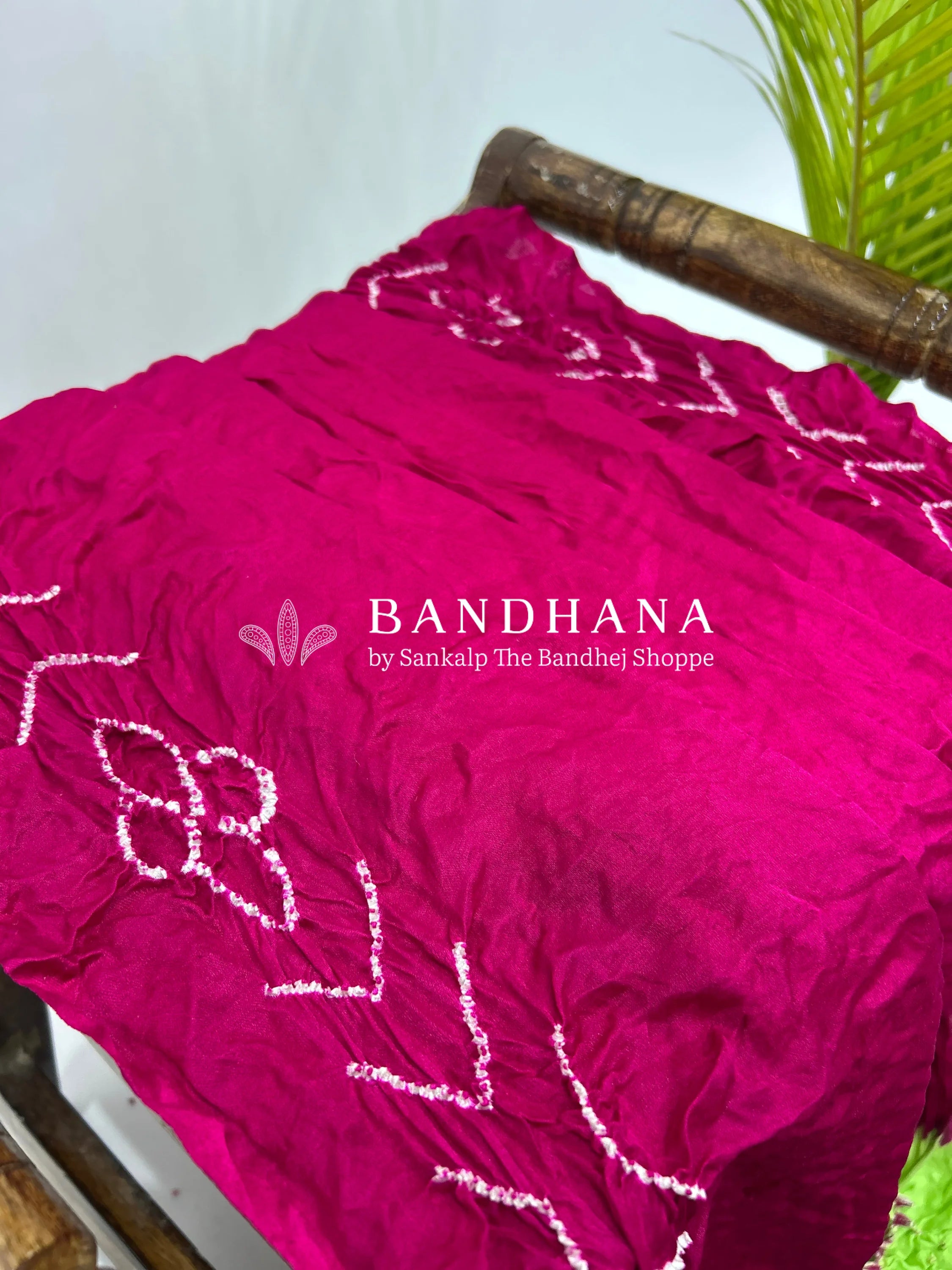 Pista Rani Pink Gajji Silk Contrast Colour Bandhej Single Dot Bandhani Saree Sarees
