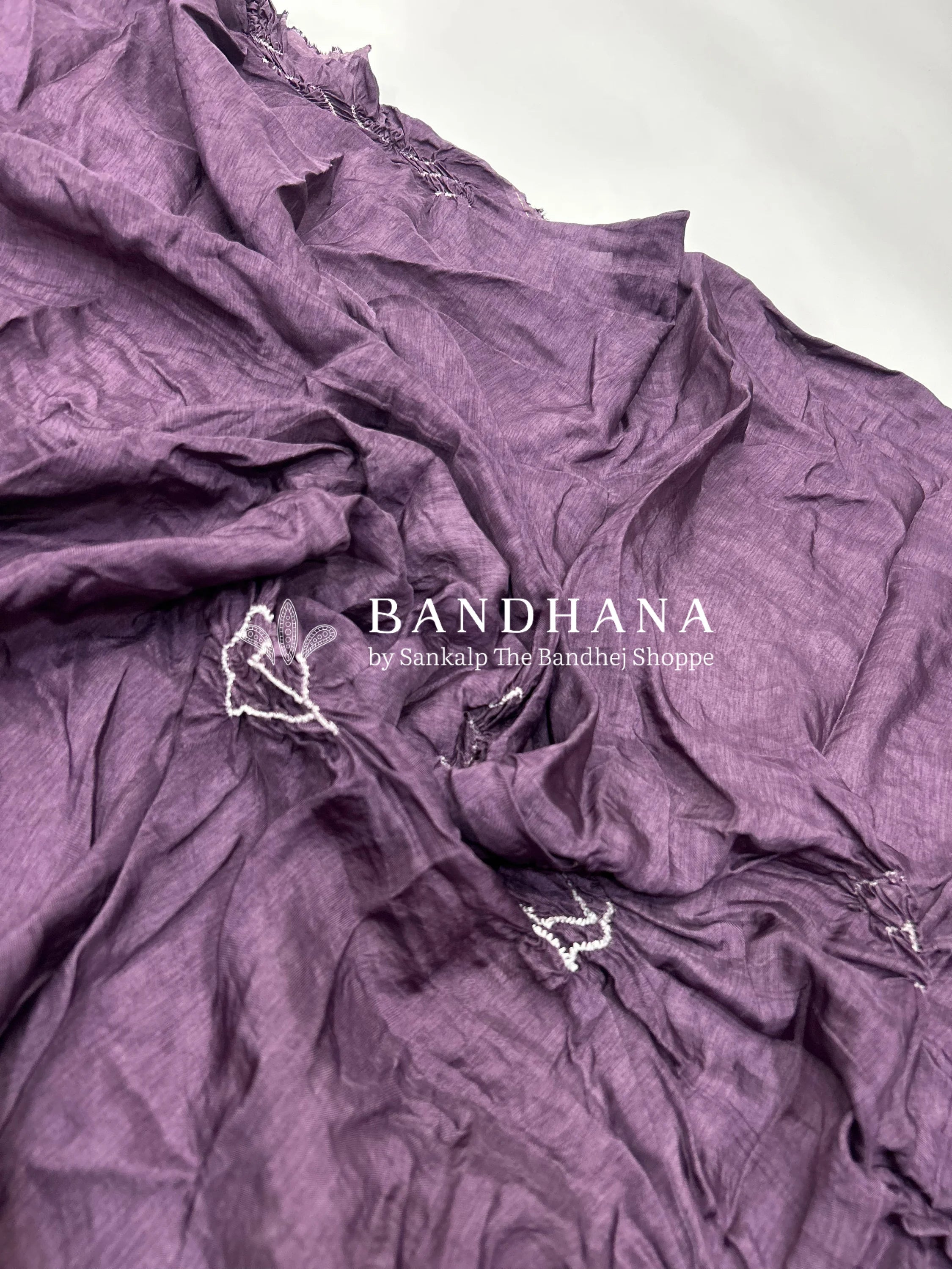 Purple Dola Silk Bandhani Dress Material mediumpurple / Dola Silk Dresses