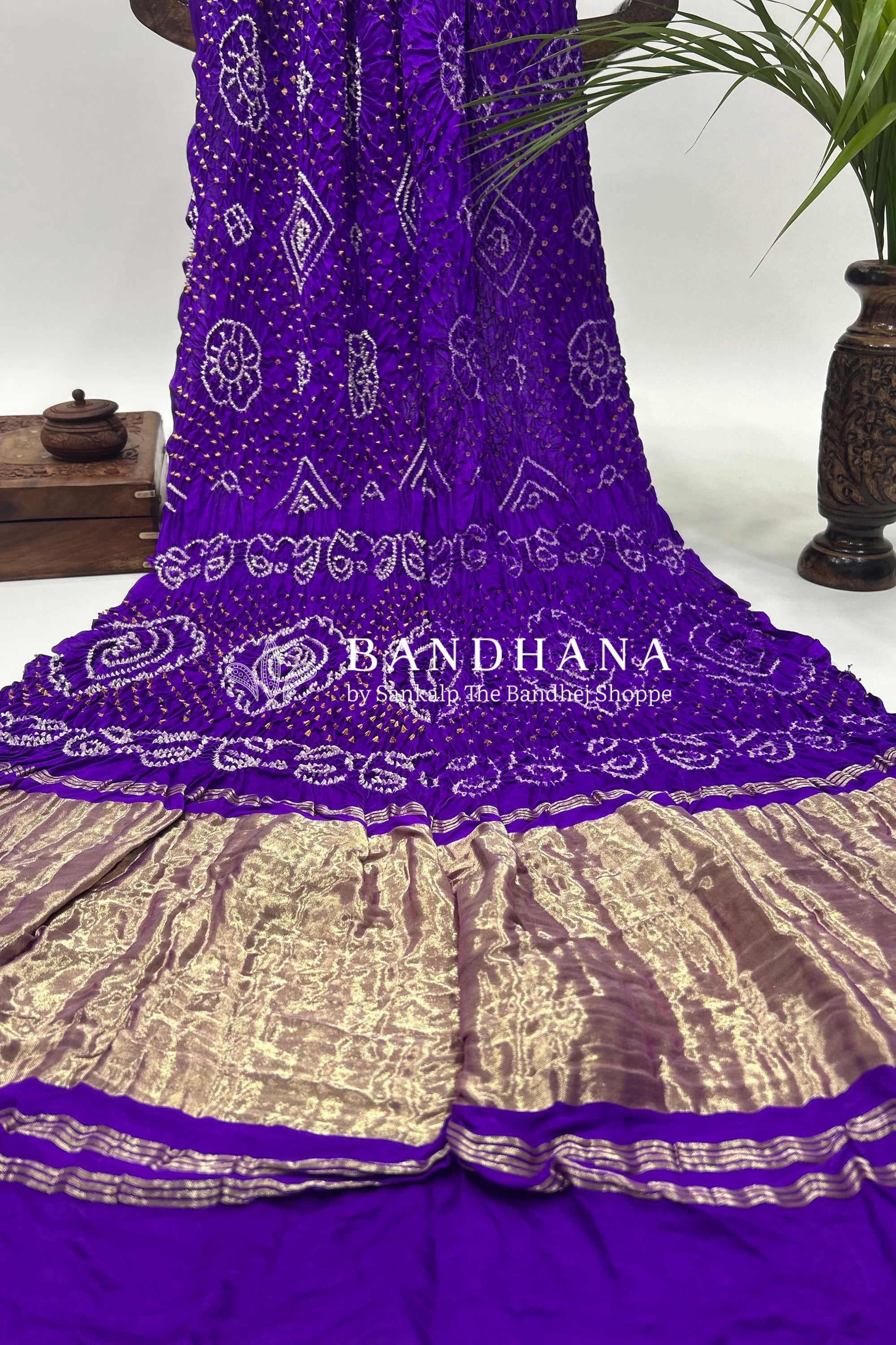 Purple Gajji Fancy Rai Bandhani Saree Sarees