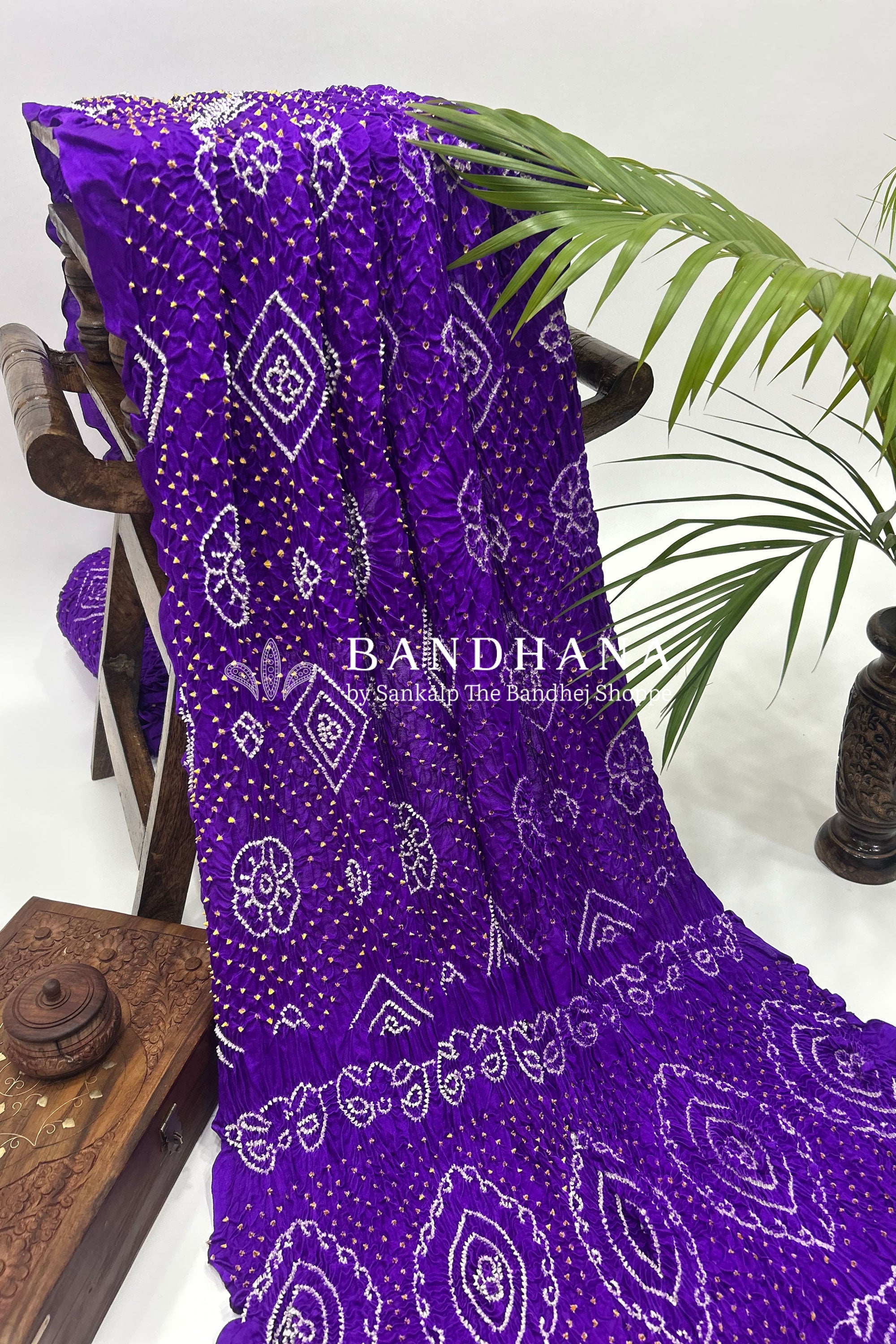 Purple Gajji Fancy Rai Bandhani Saree Sarees