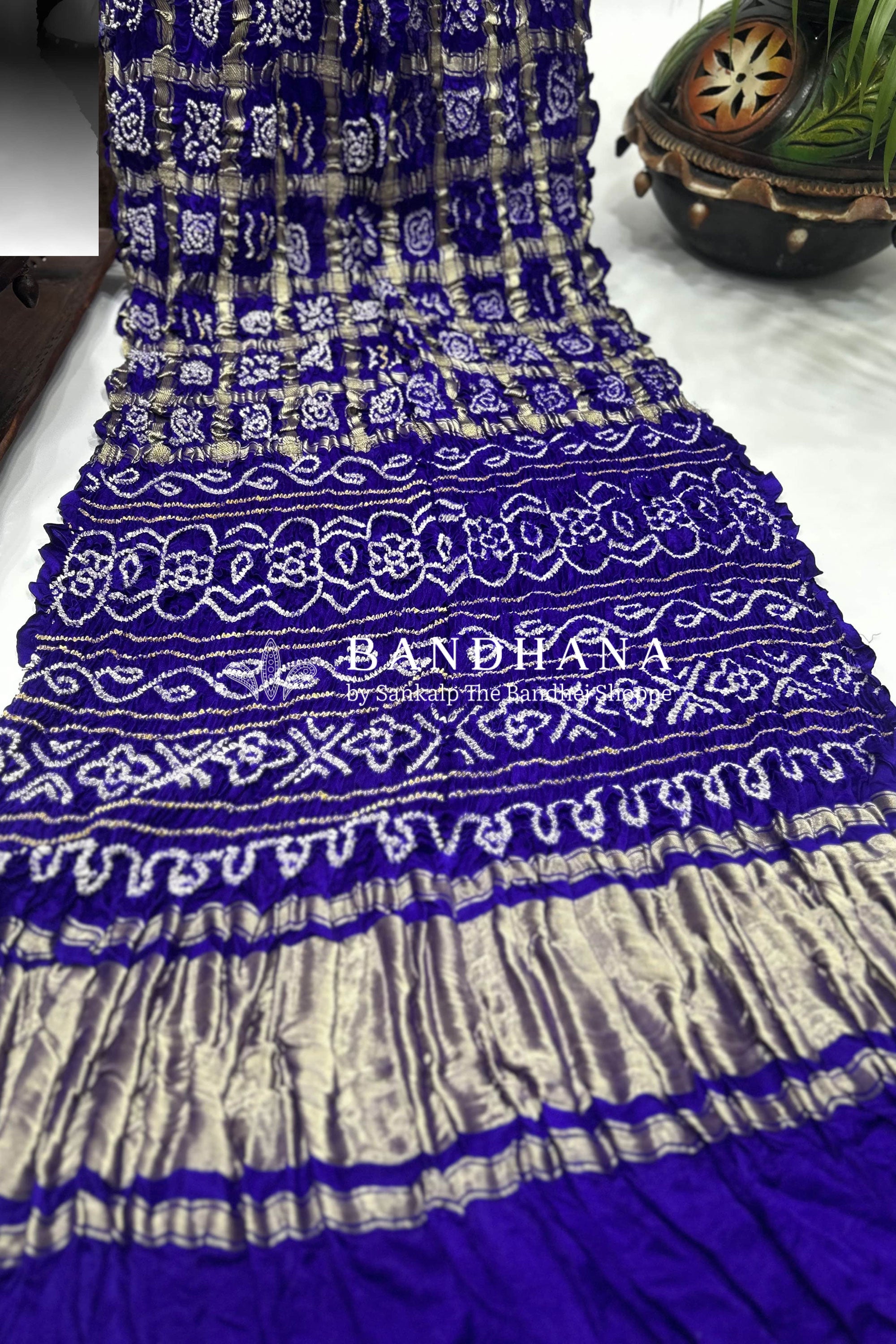 Purple Gajji Garchola Bandhani Saree Sarees