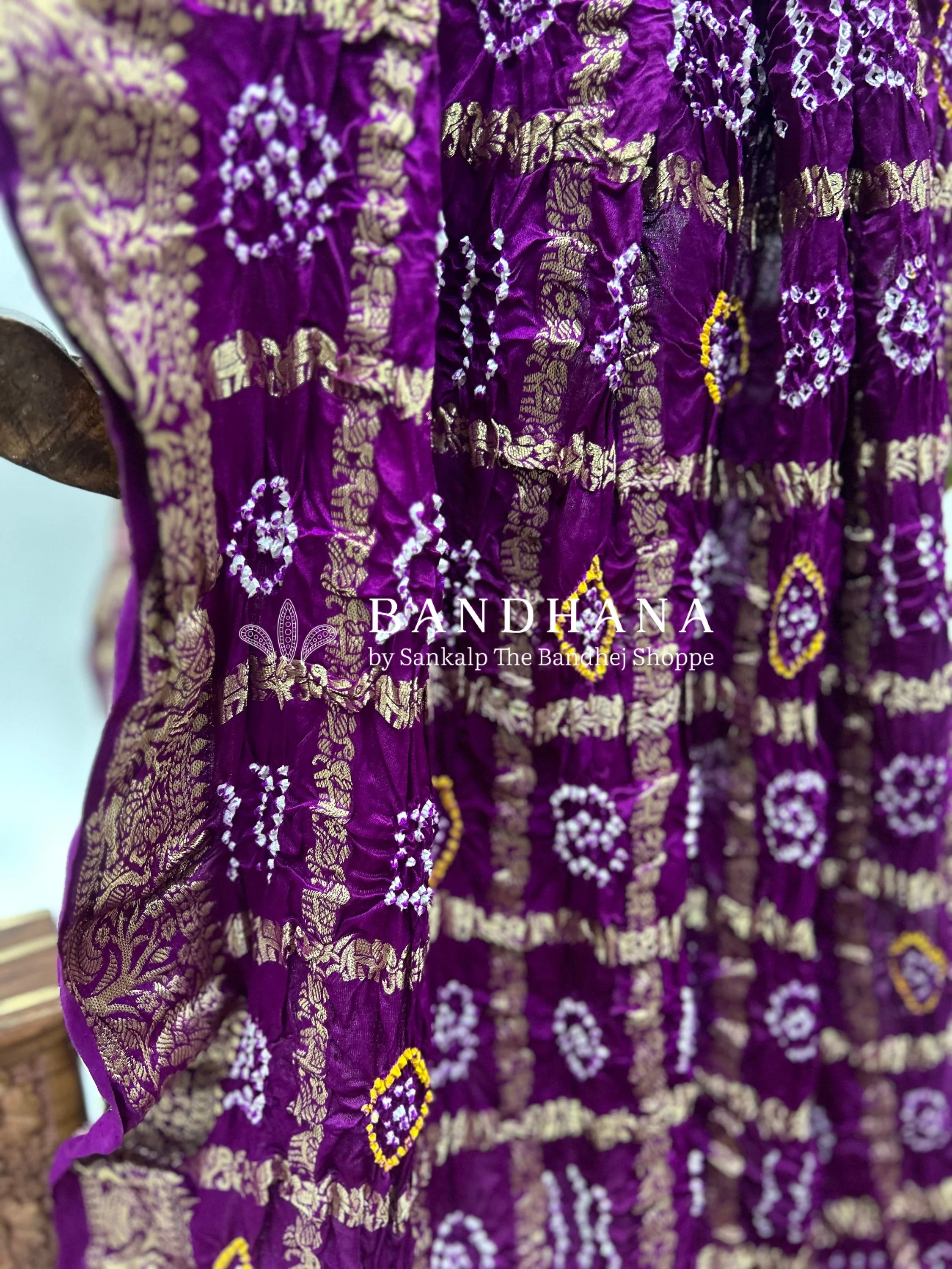 Purple Gajji Nakshi Gharchola Bandhani Saree purple / Gajji Sarees