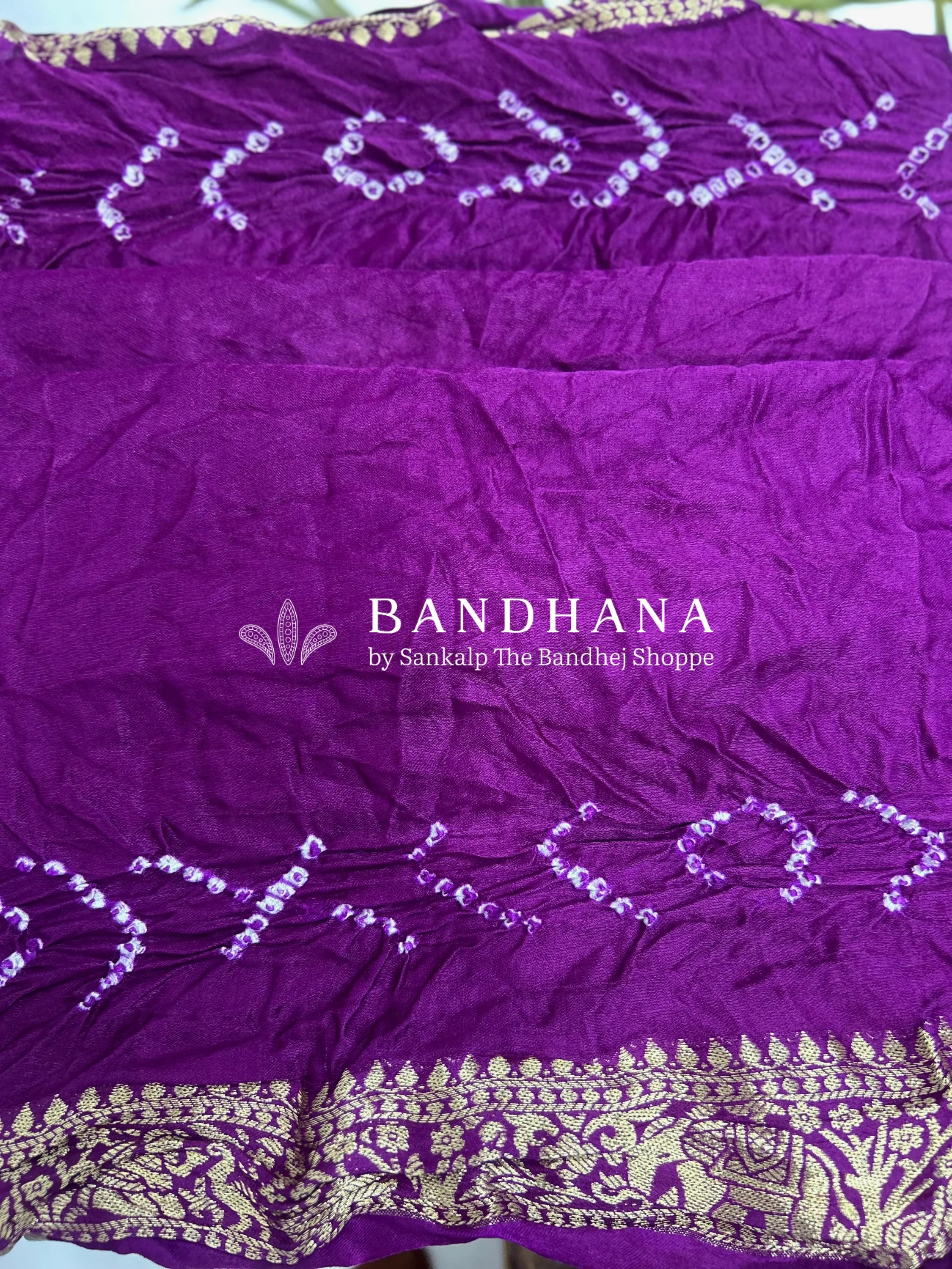 Purple Gajji Nakshi Gharchola Bandhani Saree purple / Gajji Sarees