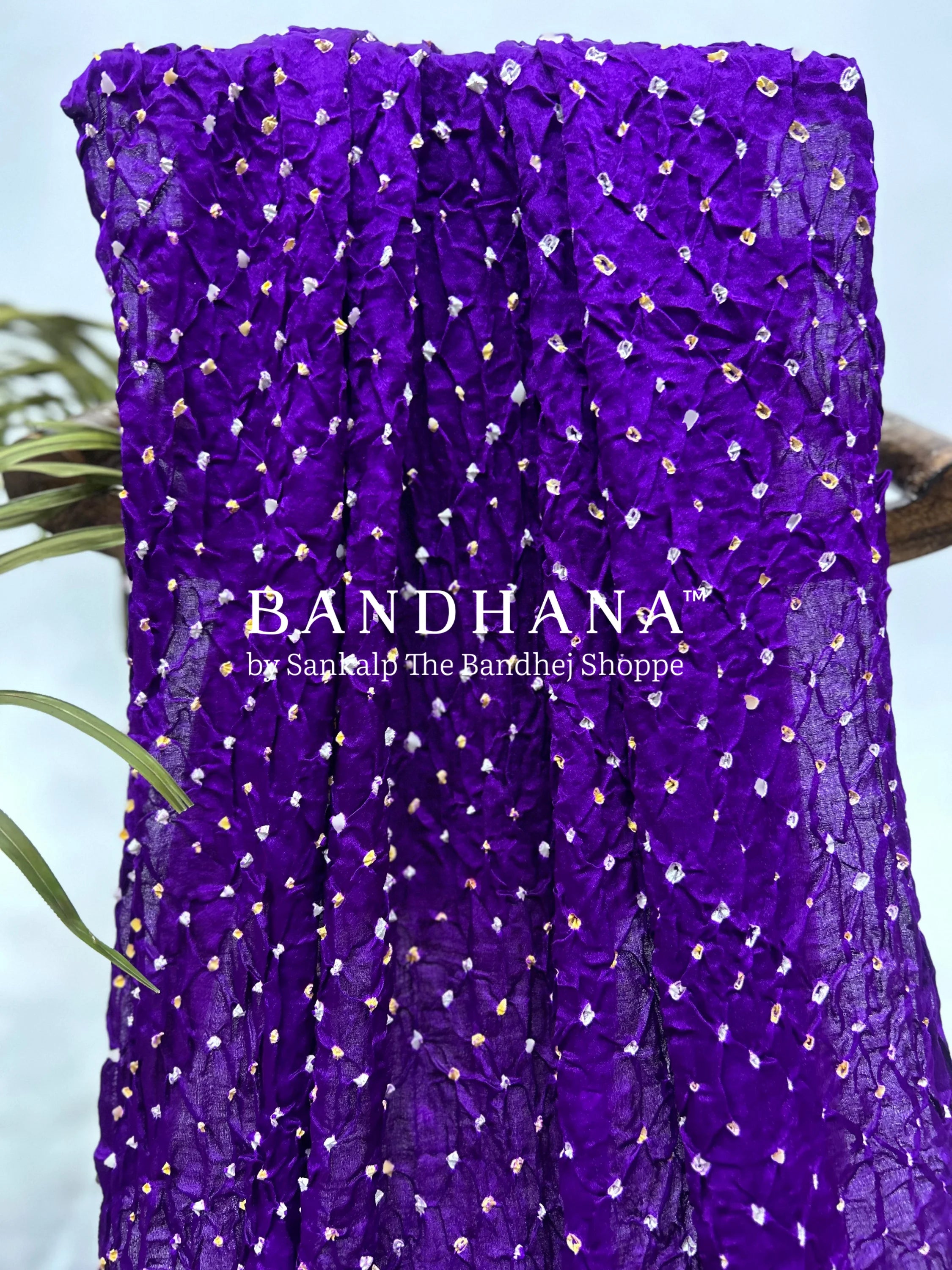 Purple Gajji Silk Single Dot Bandhani Dupatta Dupattas