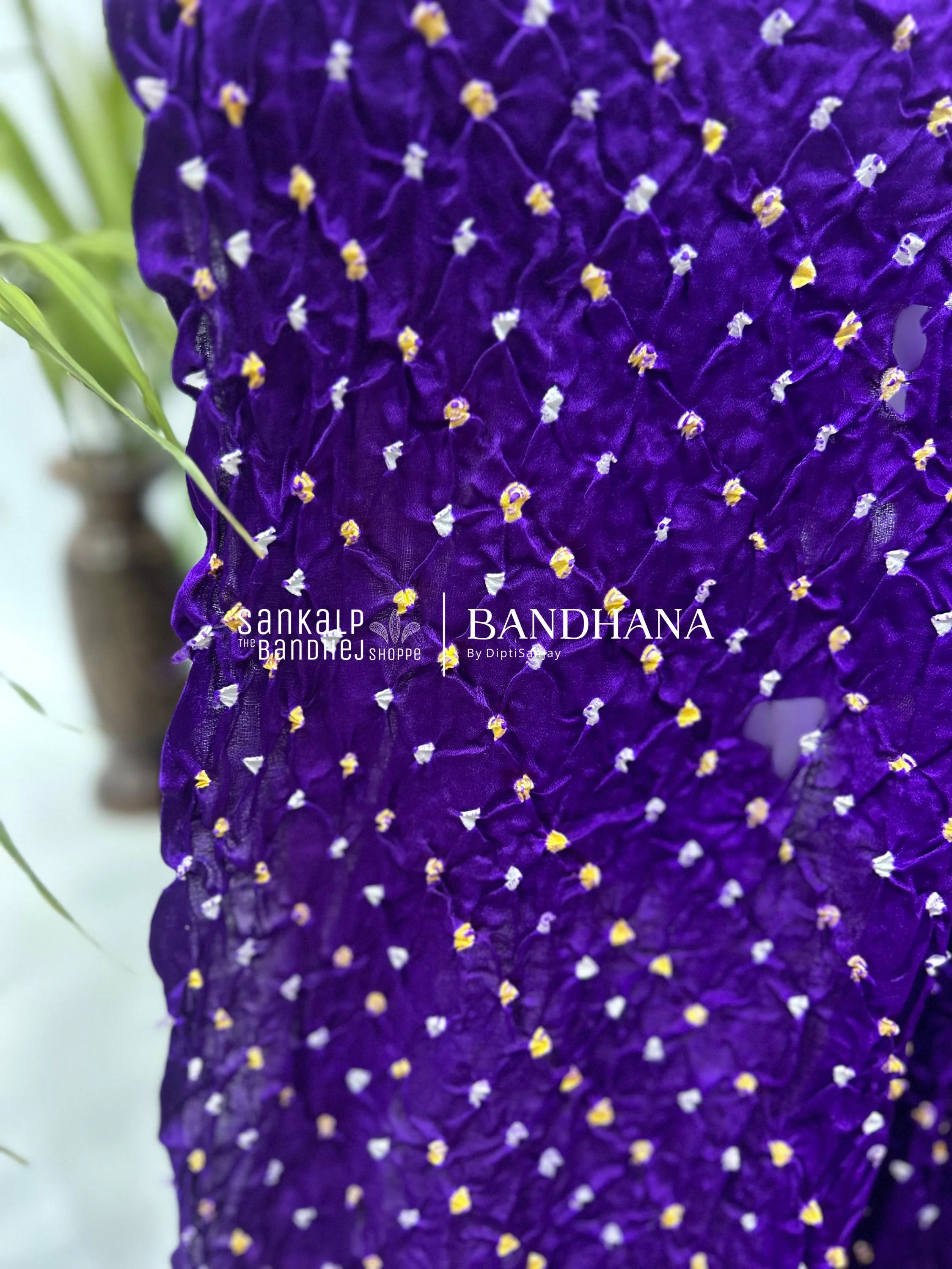 Purple Gajji Silk Single Dot Bandhani Saree Sarees