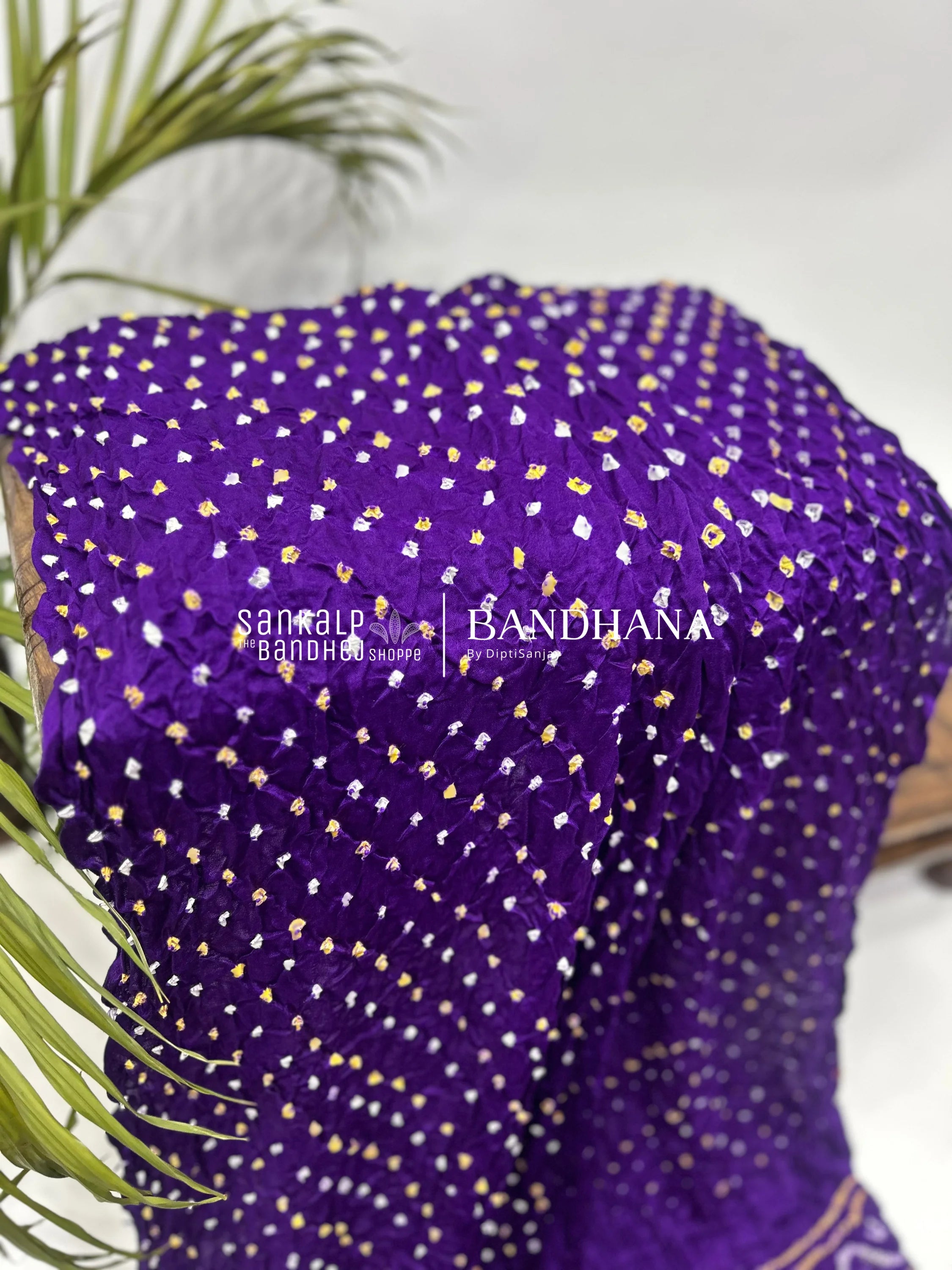 Purple Gajji Silk Single Dot Bandhani Saree Sarees