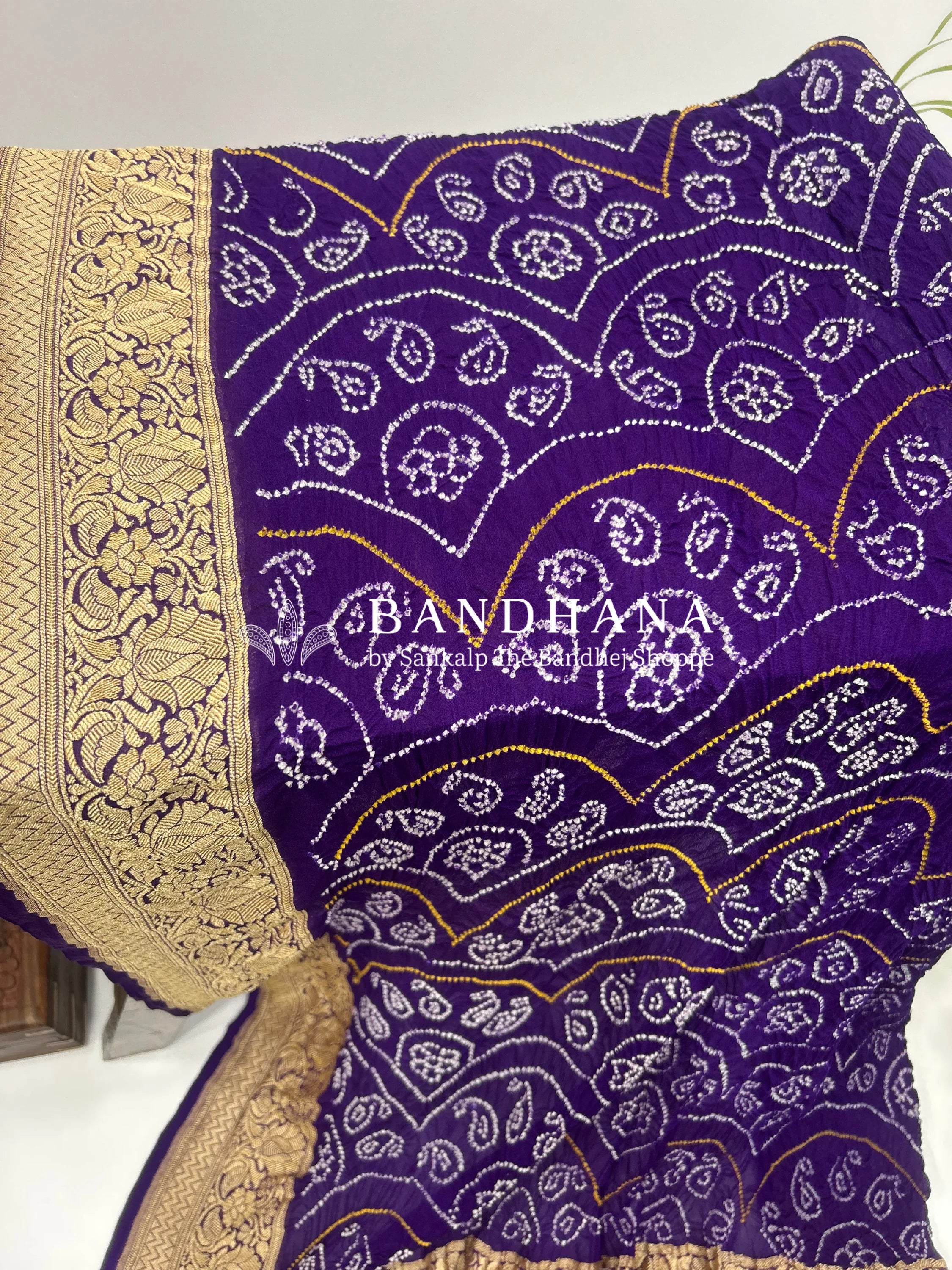 Purple Georgette Bananrasi All Over Rai Bandhani Saree Sarees
