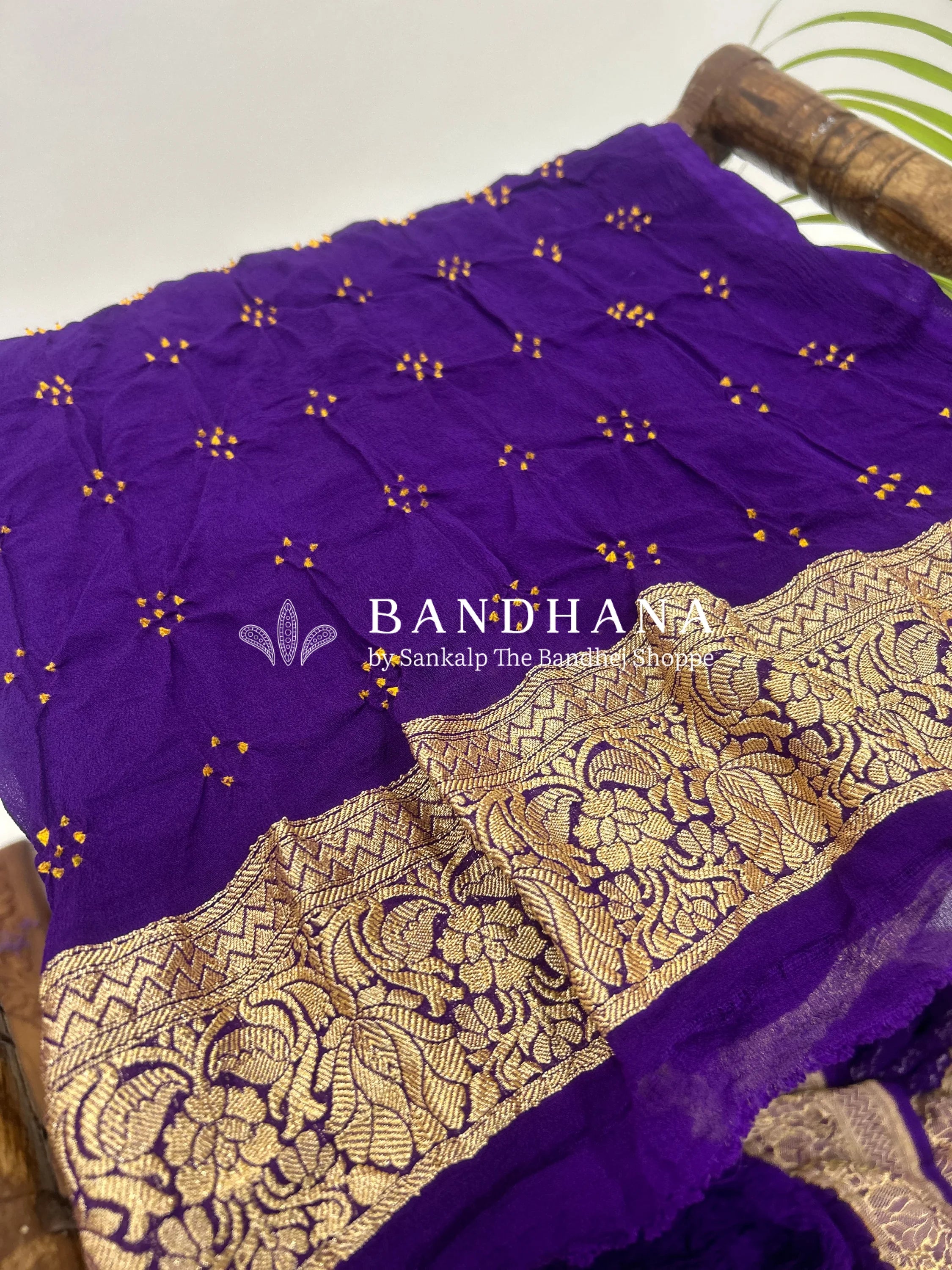Purple Georgette Bananrasi All Over Rai Bandhani Saree Sarees