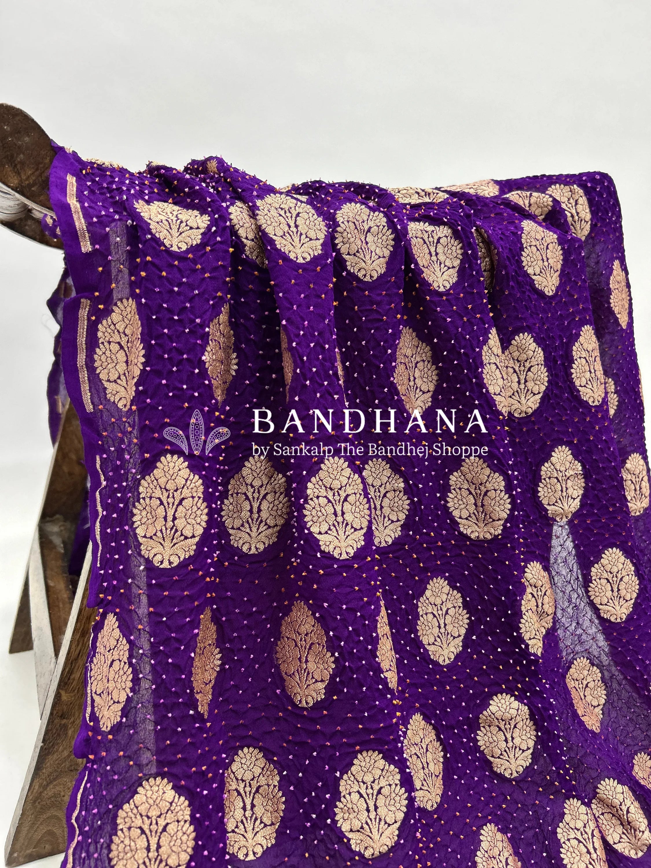 Purple Georgette Banarasi Bandhani Kurti Material purple / Georgette Dresses