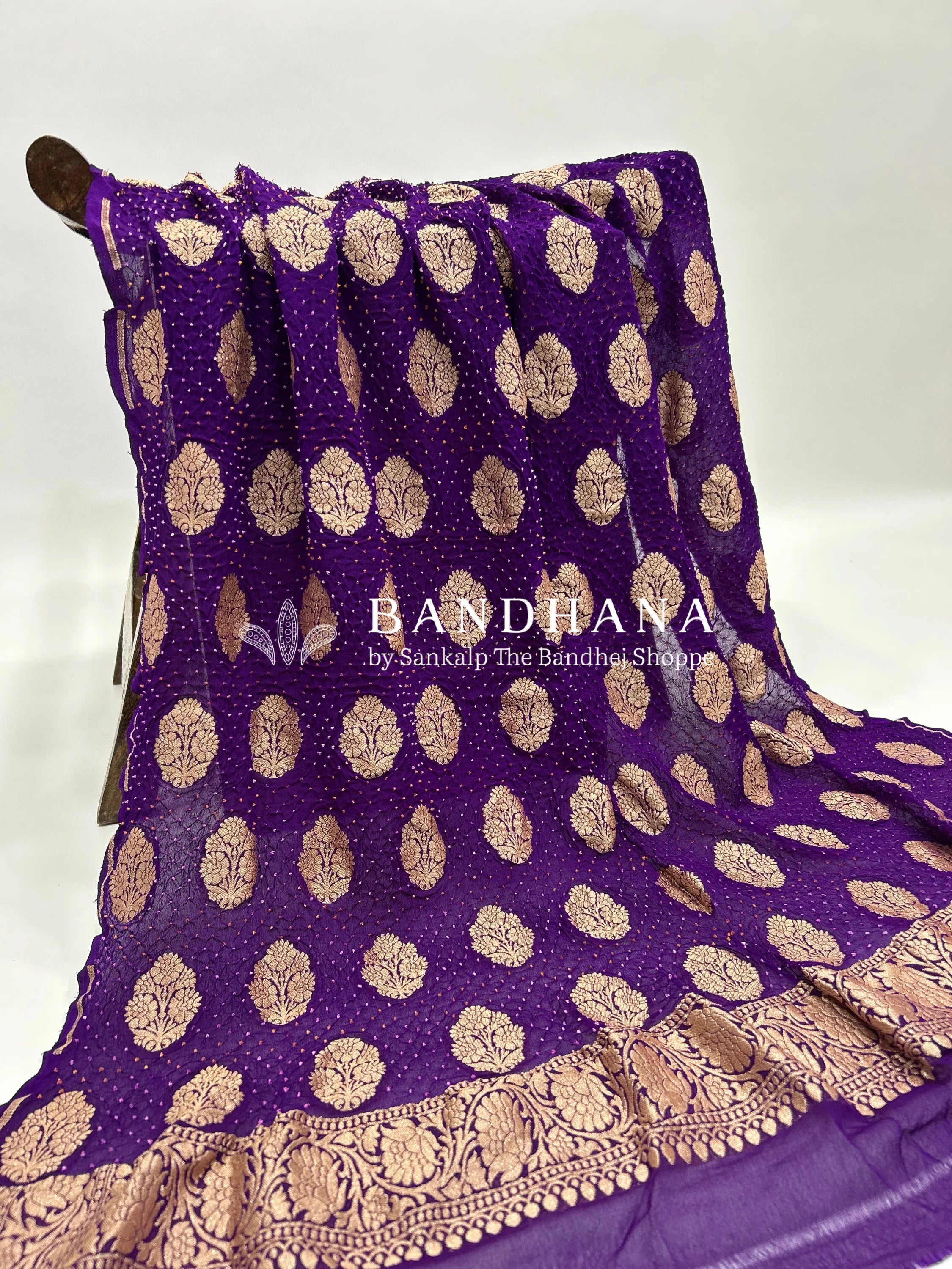 Purple Georgette Banarasi Bandhani Kurti Material purple / Georgette Dresses