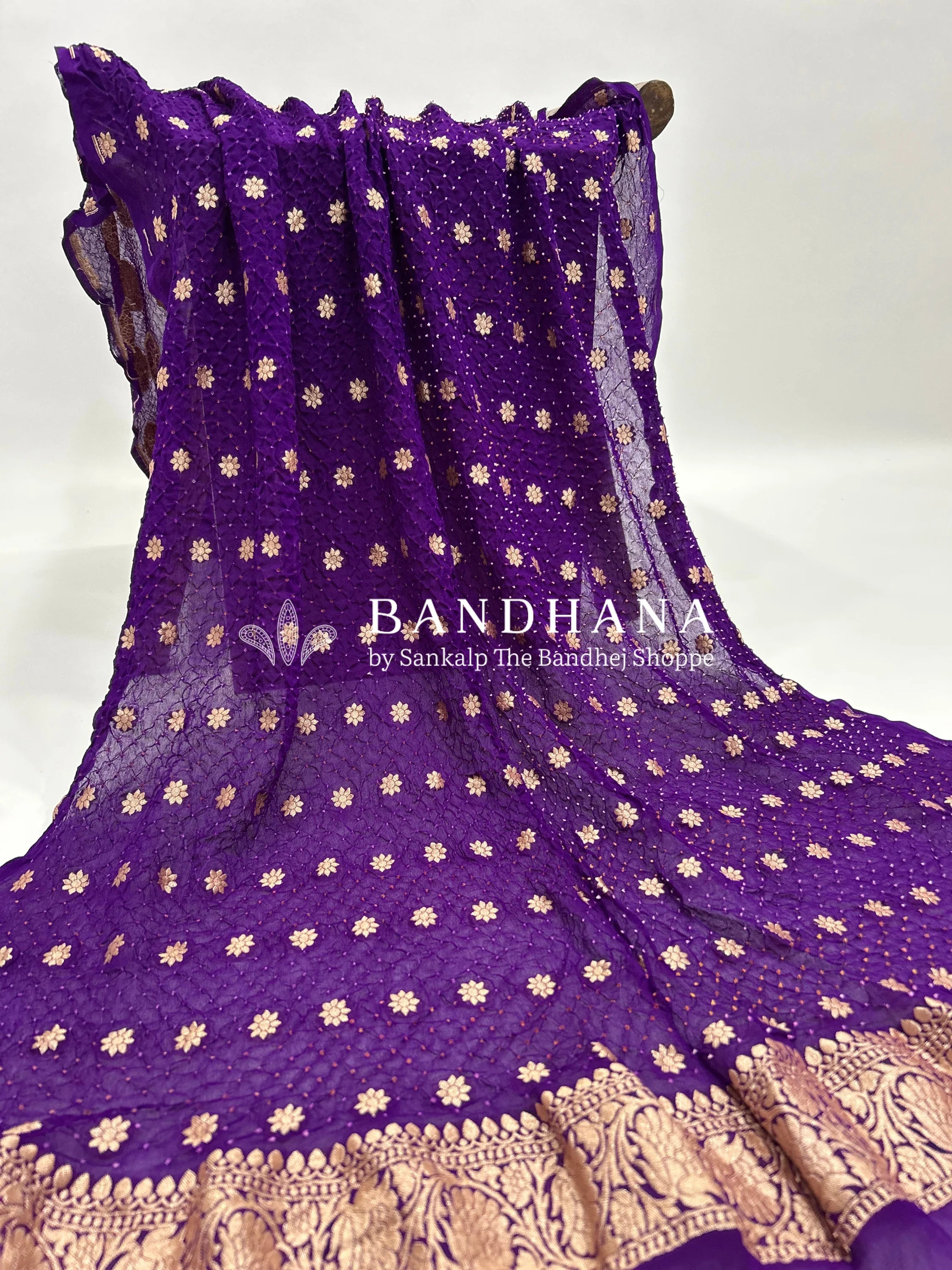 Purple Georgette Banarasi Bandhani Kurti Material purple / Georgette Dresses