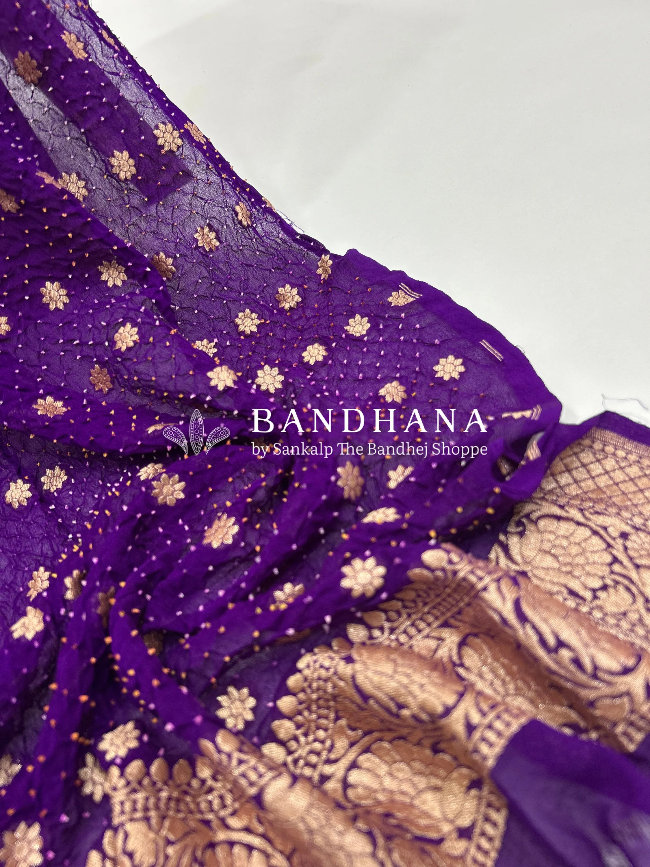 Purple Georgette Banarasi Bandhani Kurti Material purple / Georgette Dresses