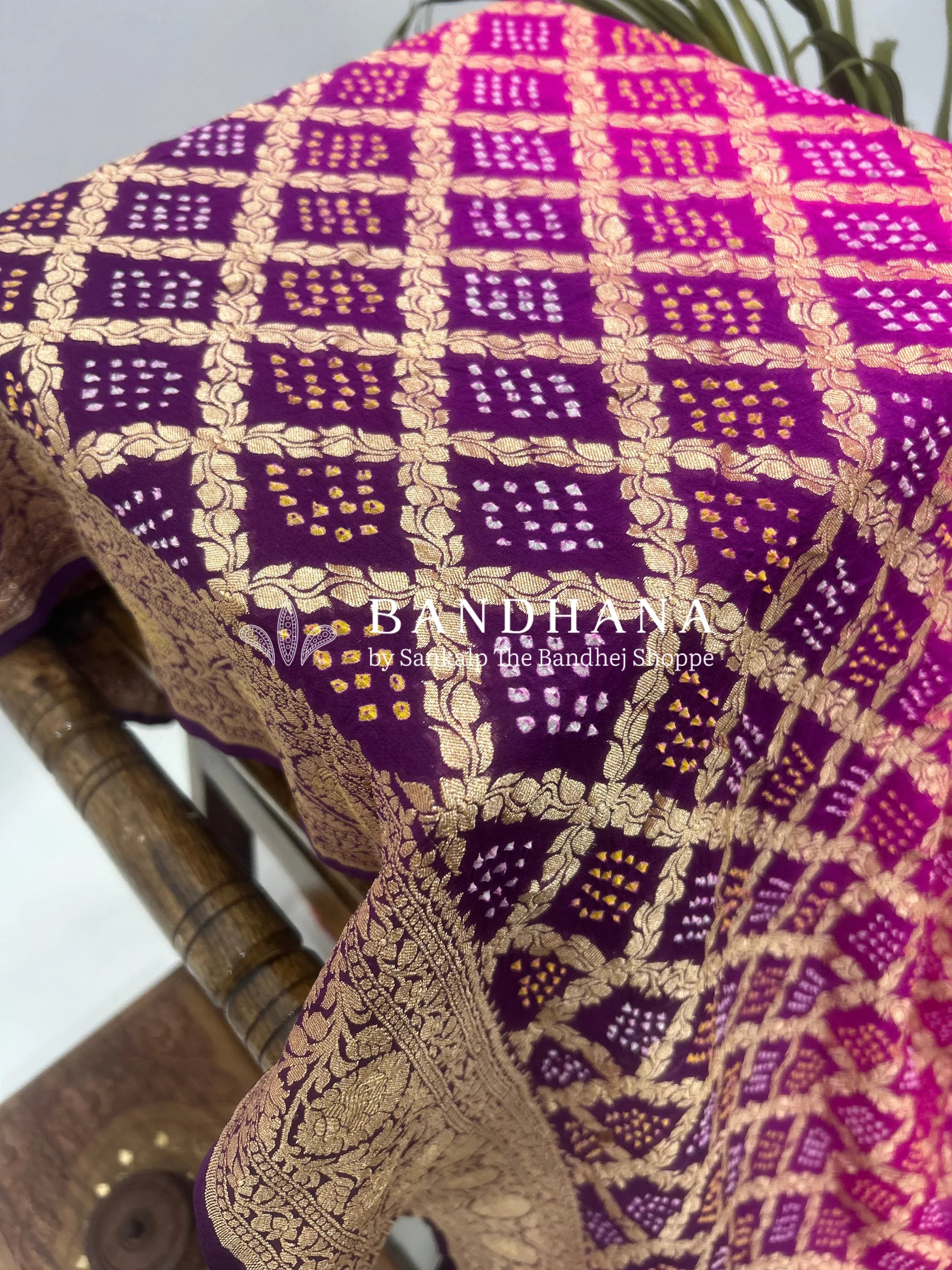 Purple Georgette Jaal Bandhani Saree Sarees