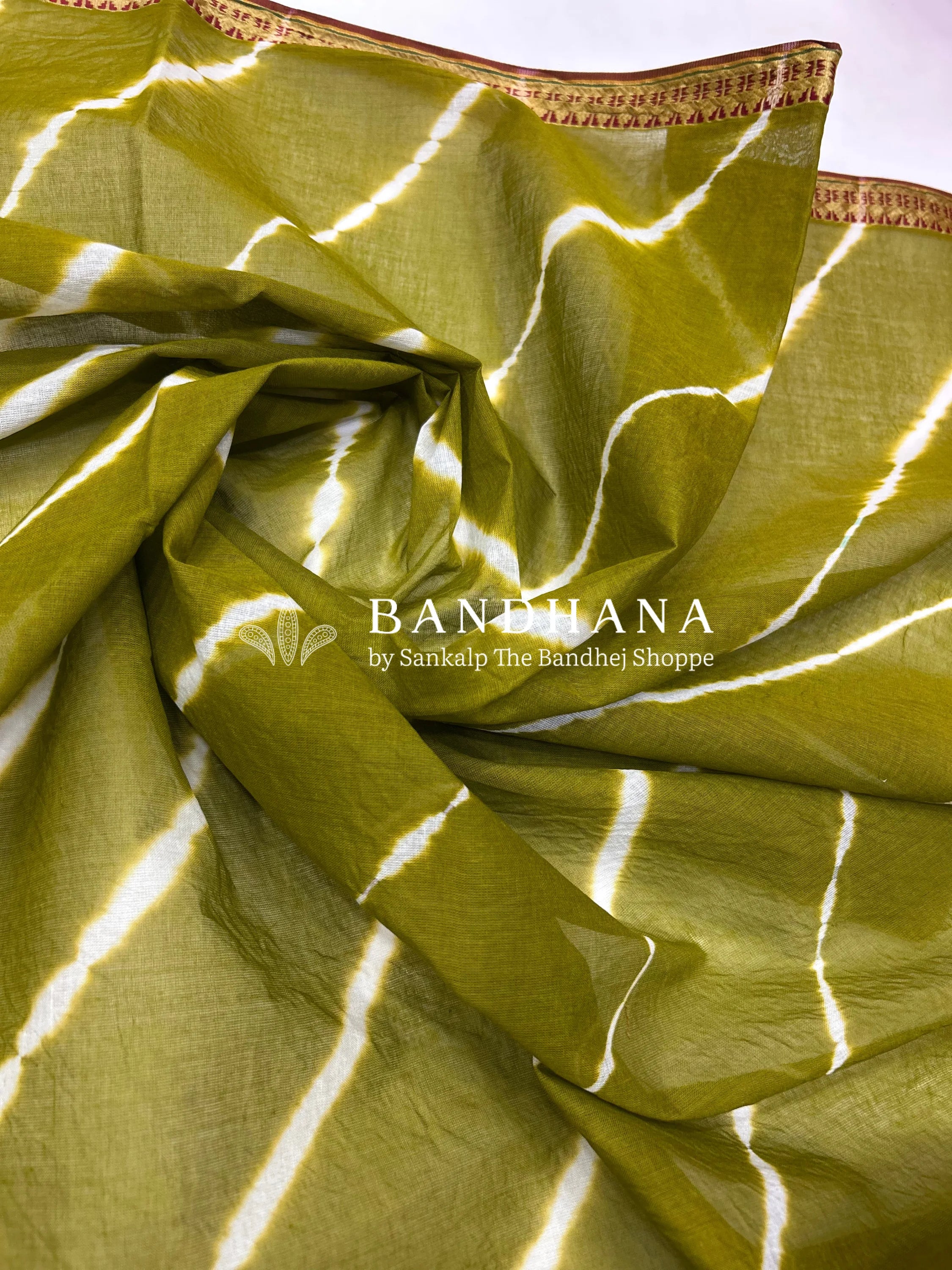 Purple-Mehendi Green Cotton Laheriya Dress Material green / Cotton Dresses