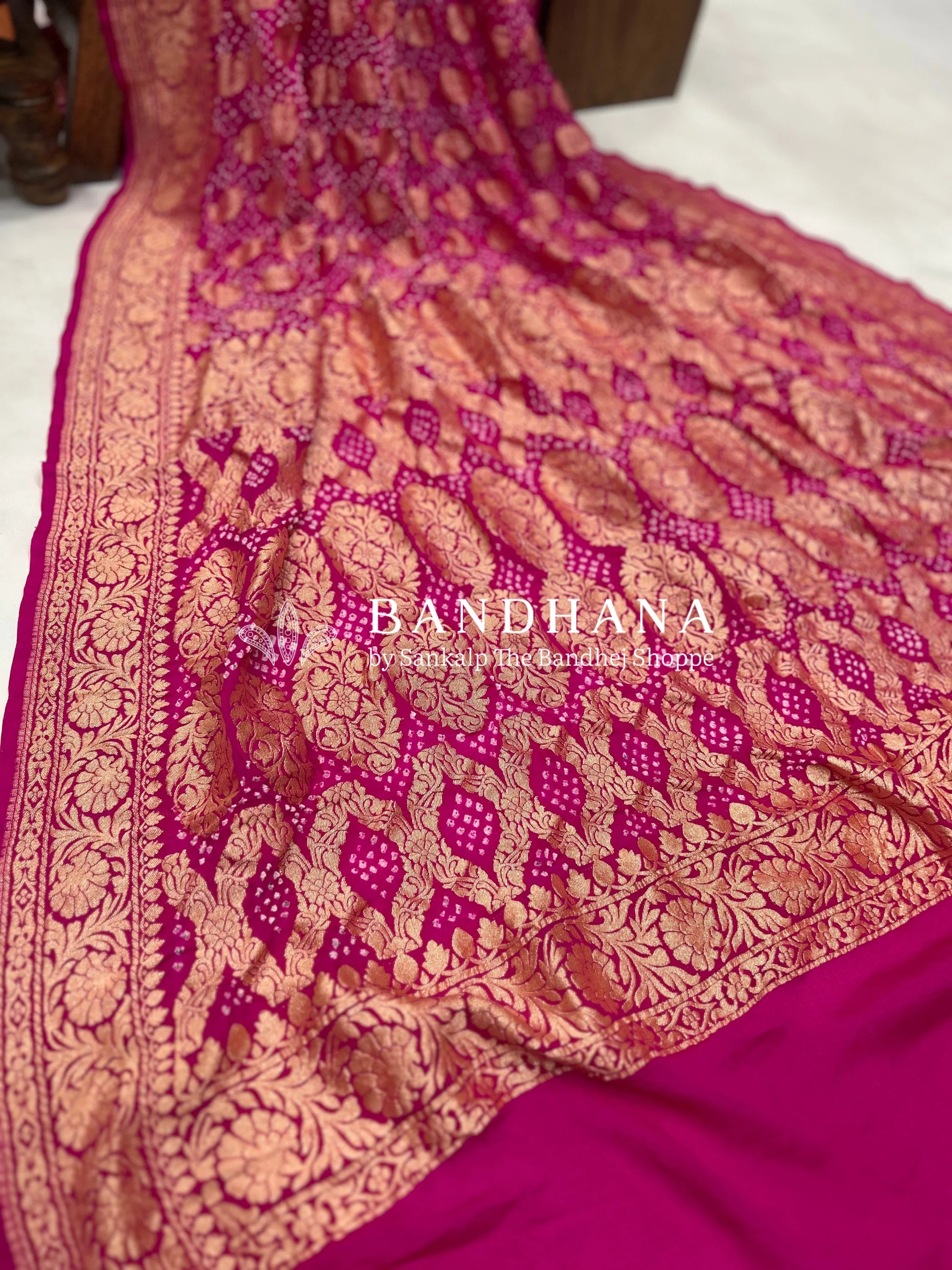 Radiant Rani Banarasi Bandhani Wedding Saree Sarees