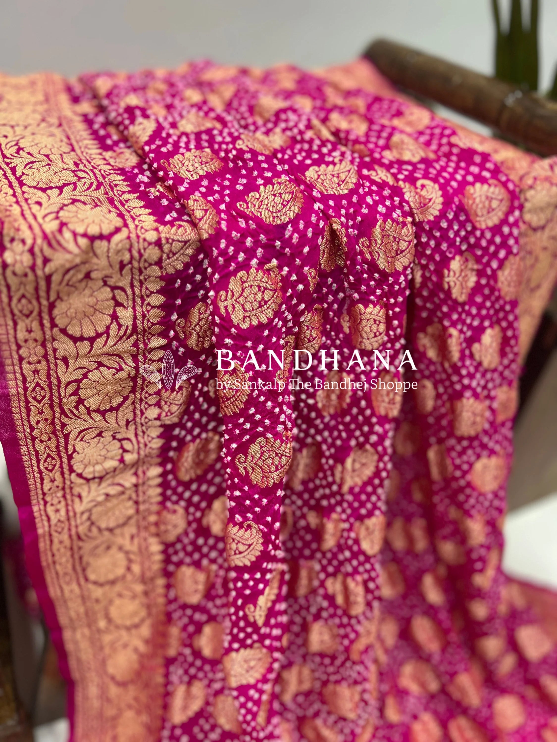 Radiant Rani Banarasi Bandhani Wedding Saree Sarees