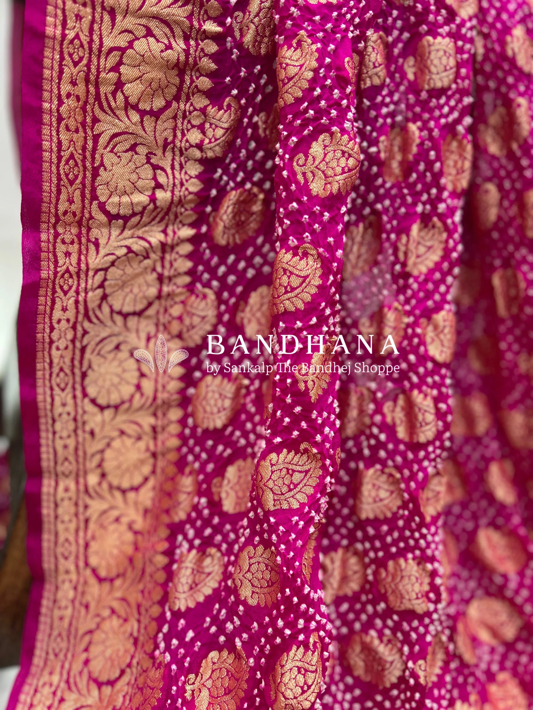 Radiant Rani Banarasi Bandhani Wedding Saree Sarees