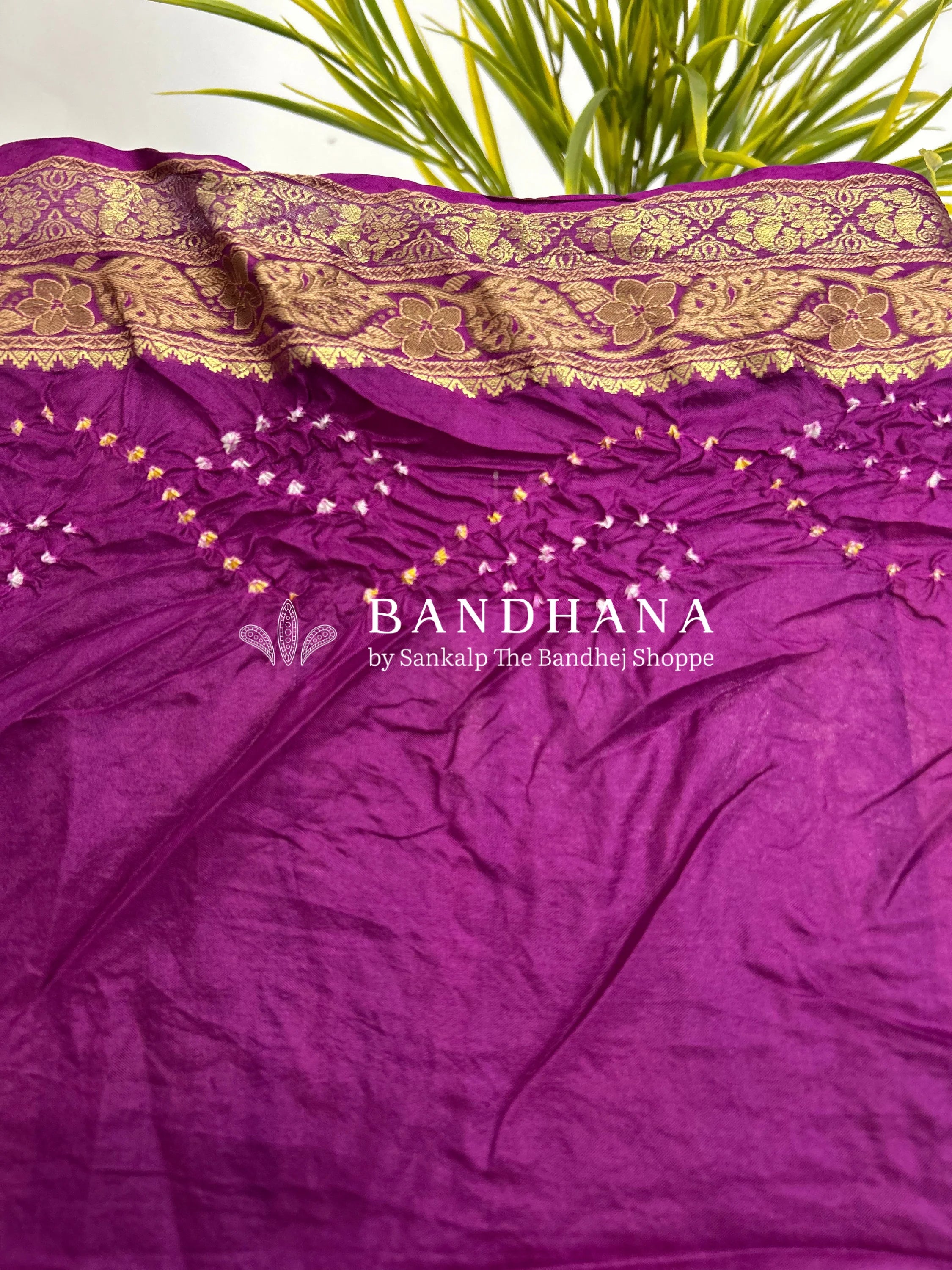 Rama & Magenta Soft Silk Resham Palav Bandhani Saree darkcyan / Soft Silk Sarees