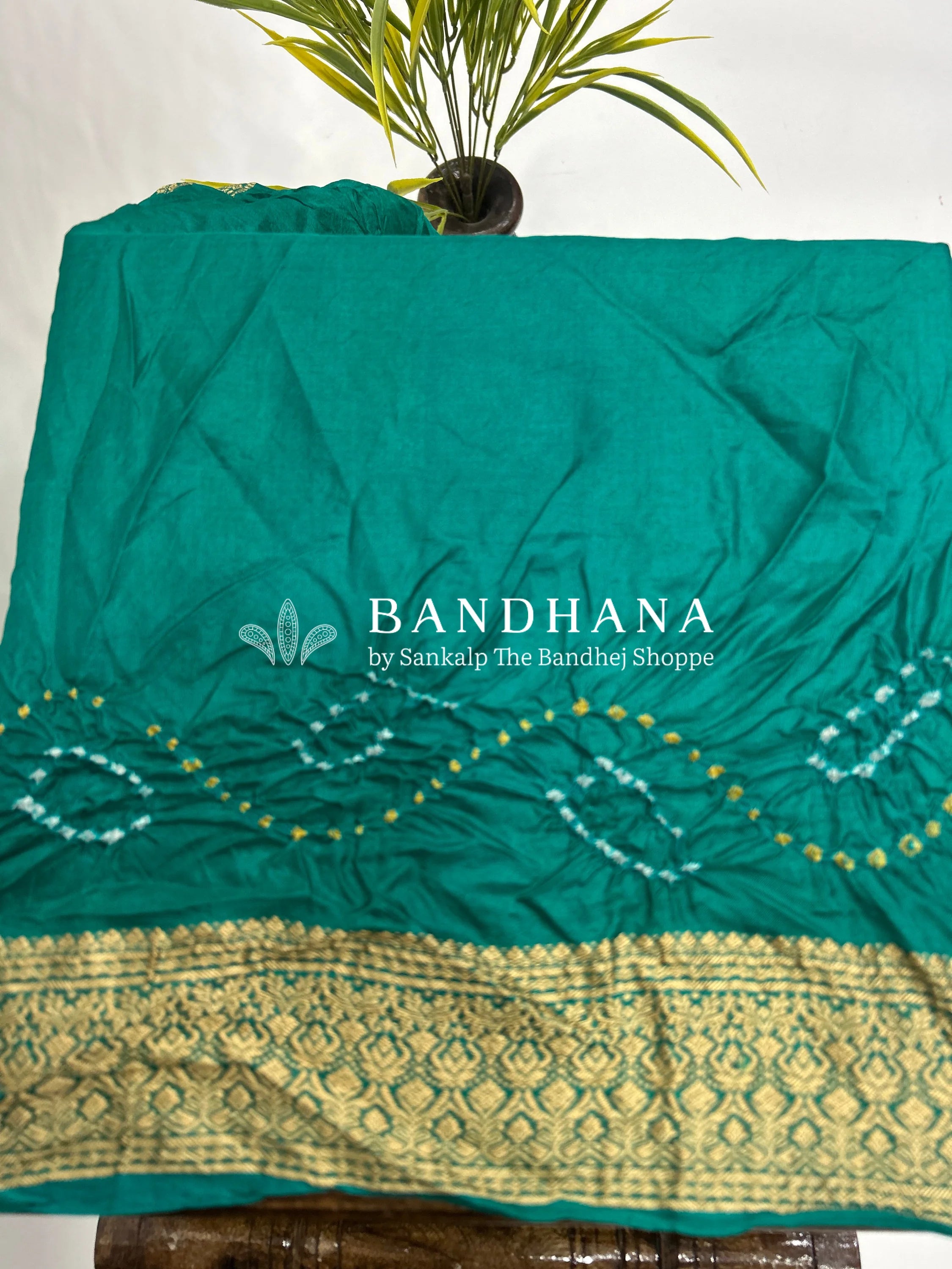 Rama Soft Silk Resham Palav Bandhani Saree teal / Soft Silk Sarees