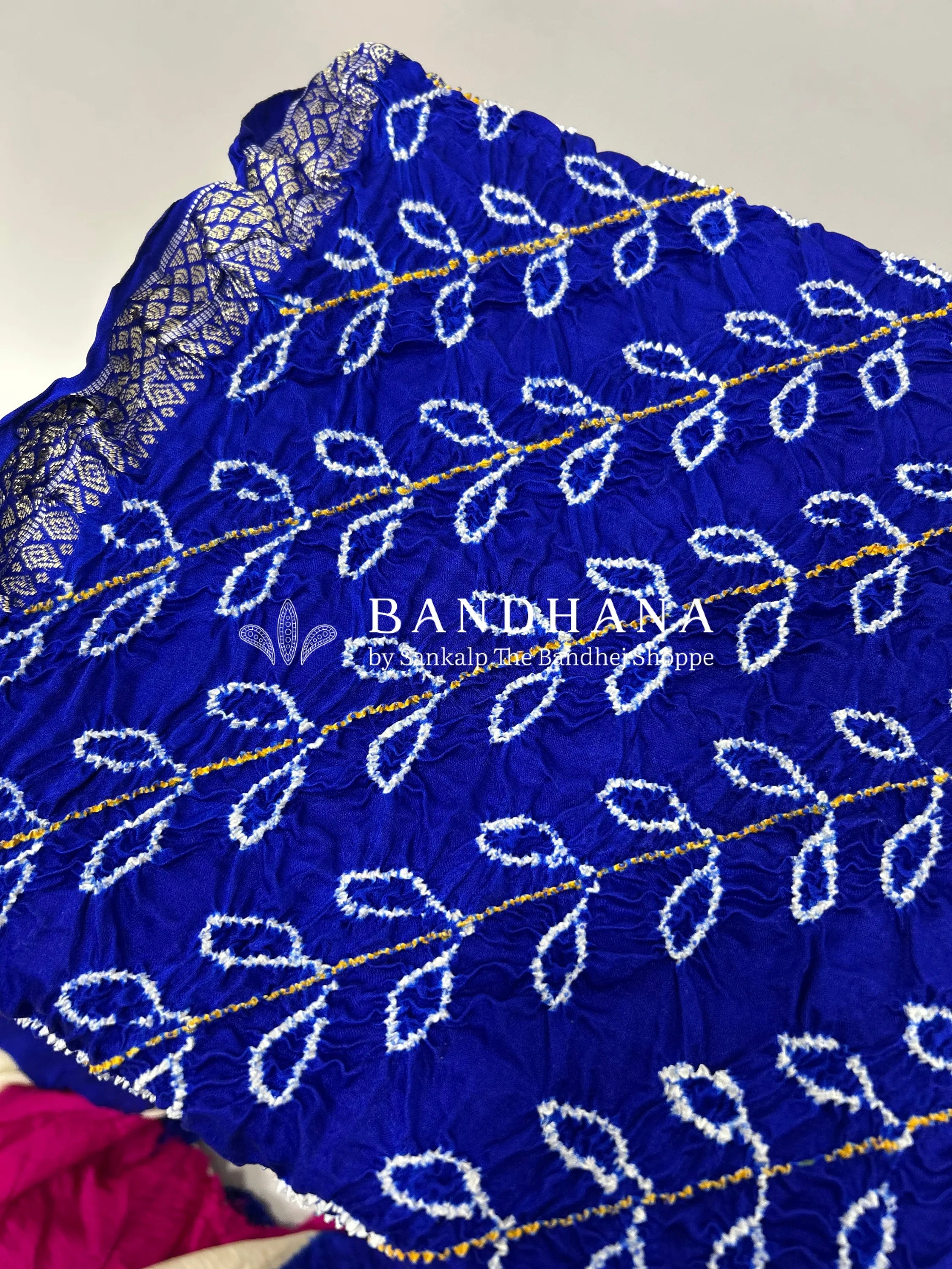 Rani-Blue Gajji Silk Designer Gala Saree with 3 Colour Dying blue / Gajji Silk Sarees