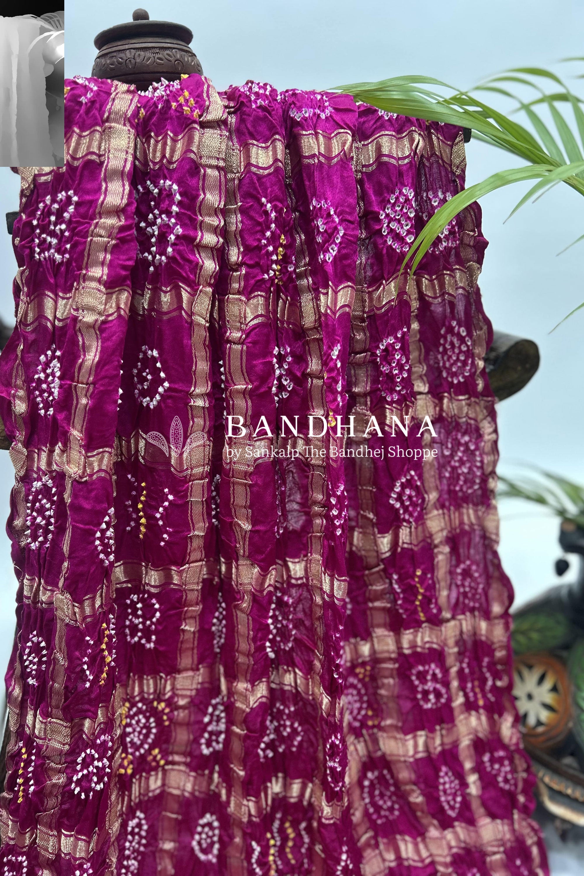 Rani Gajji Garchola Bandhani Saree Sarees