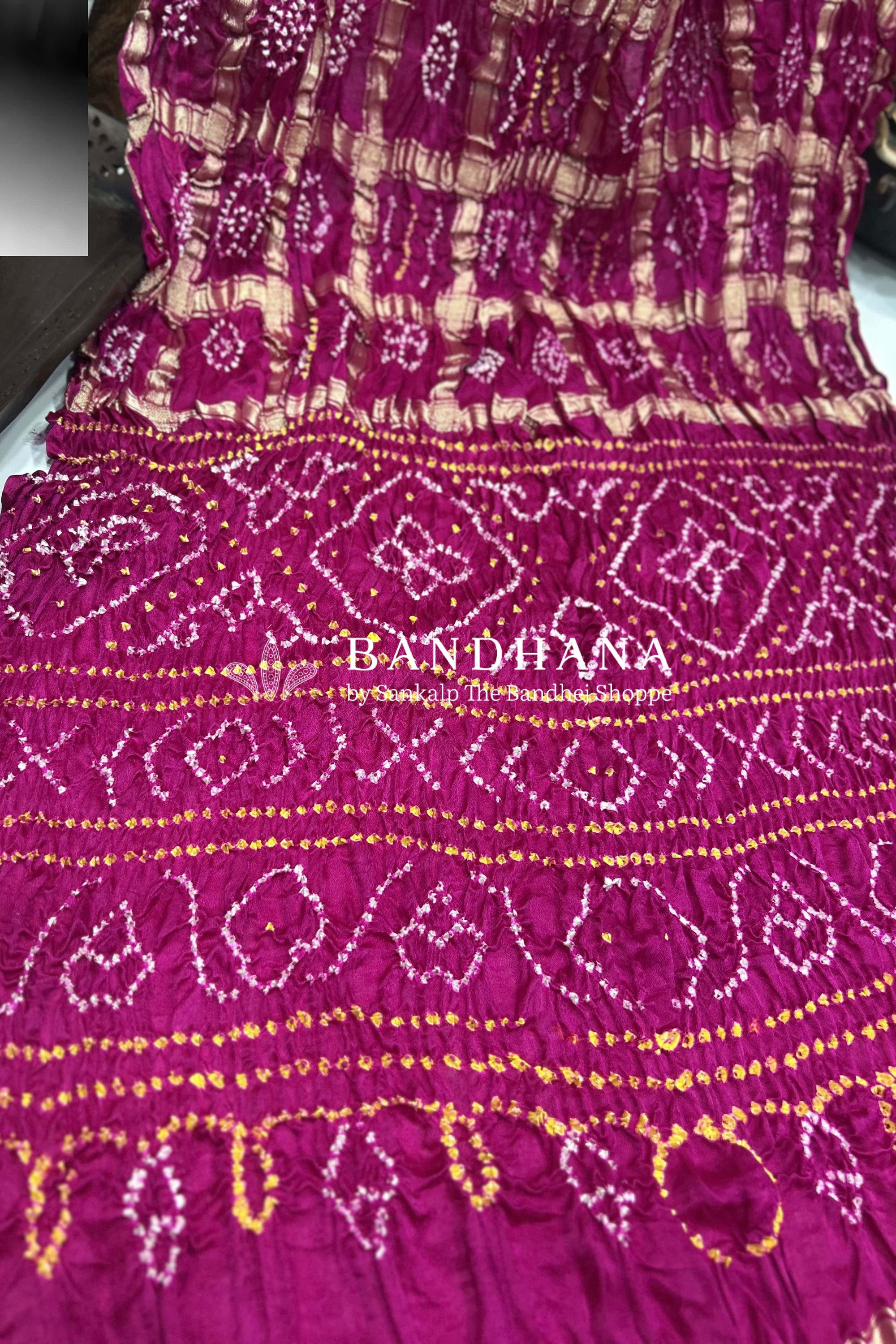 Rani Gajji Garchola Bandhani Saree Sarees