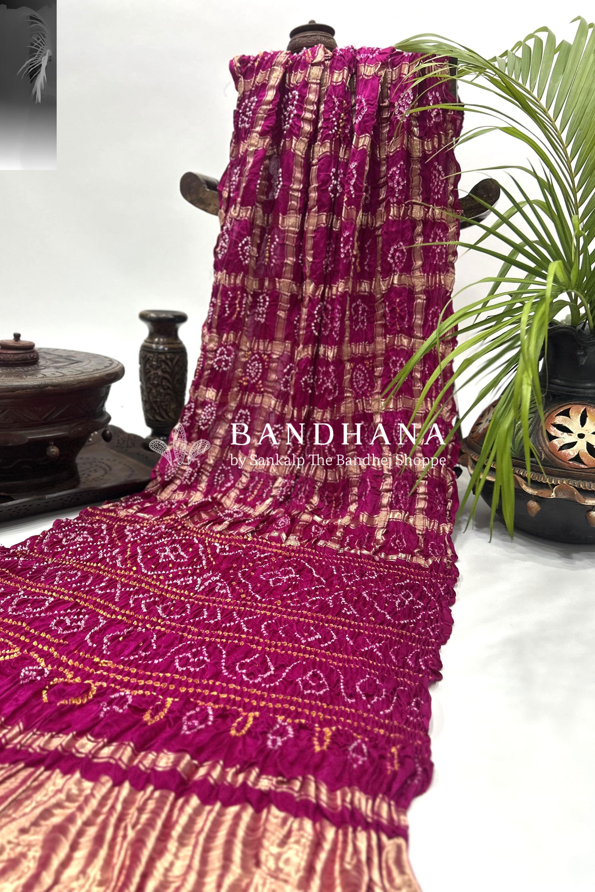 Rani Gajji Garchola Bandhani Saree Sarees