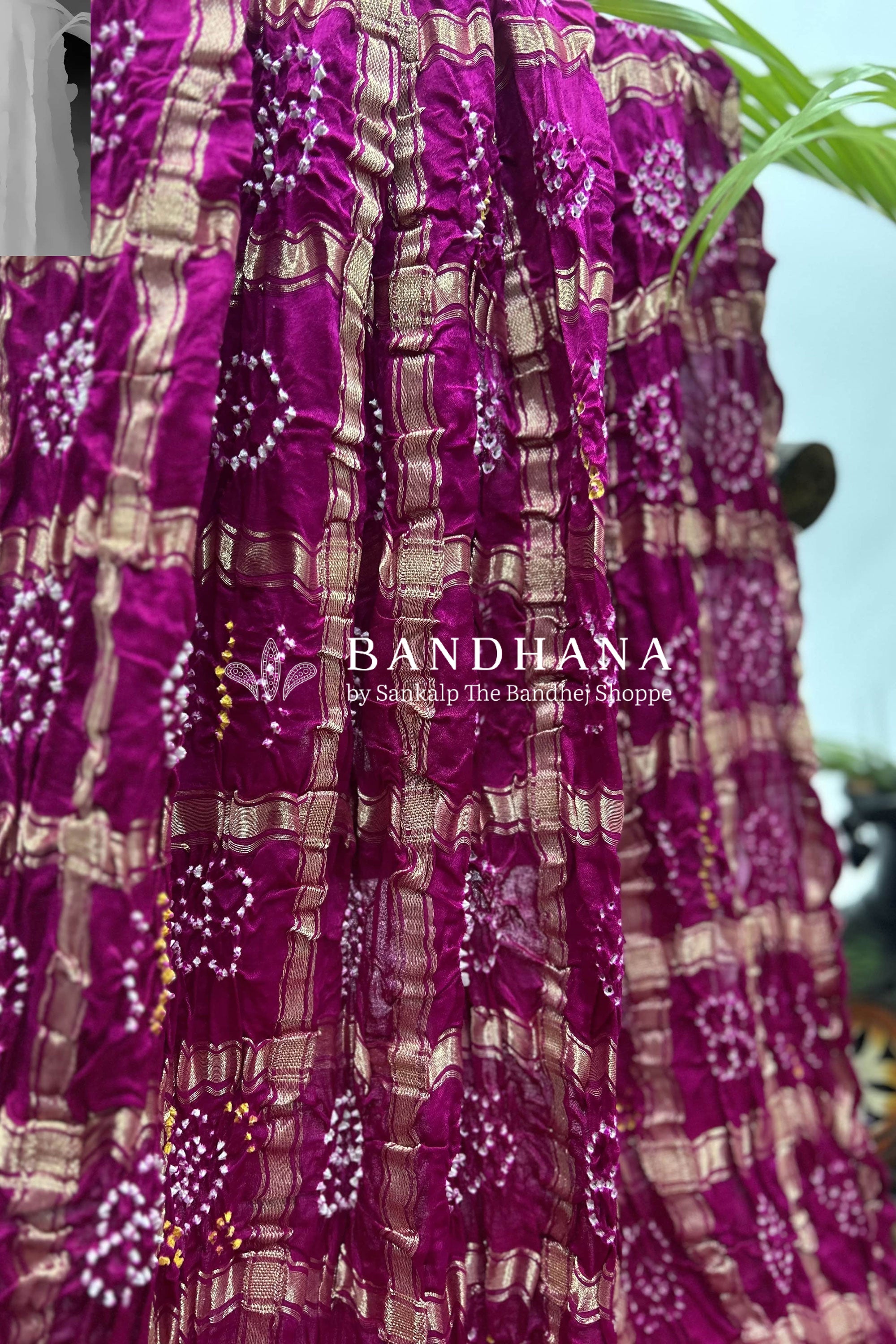 Rani Gajji Garchola Bandhani Saree Sarees