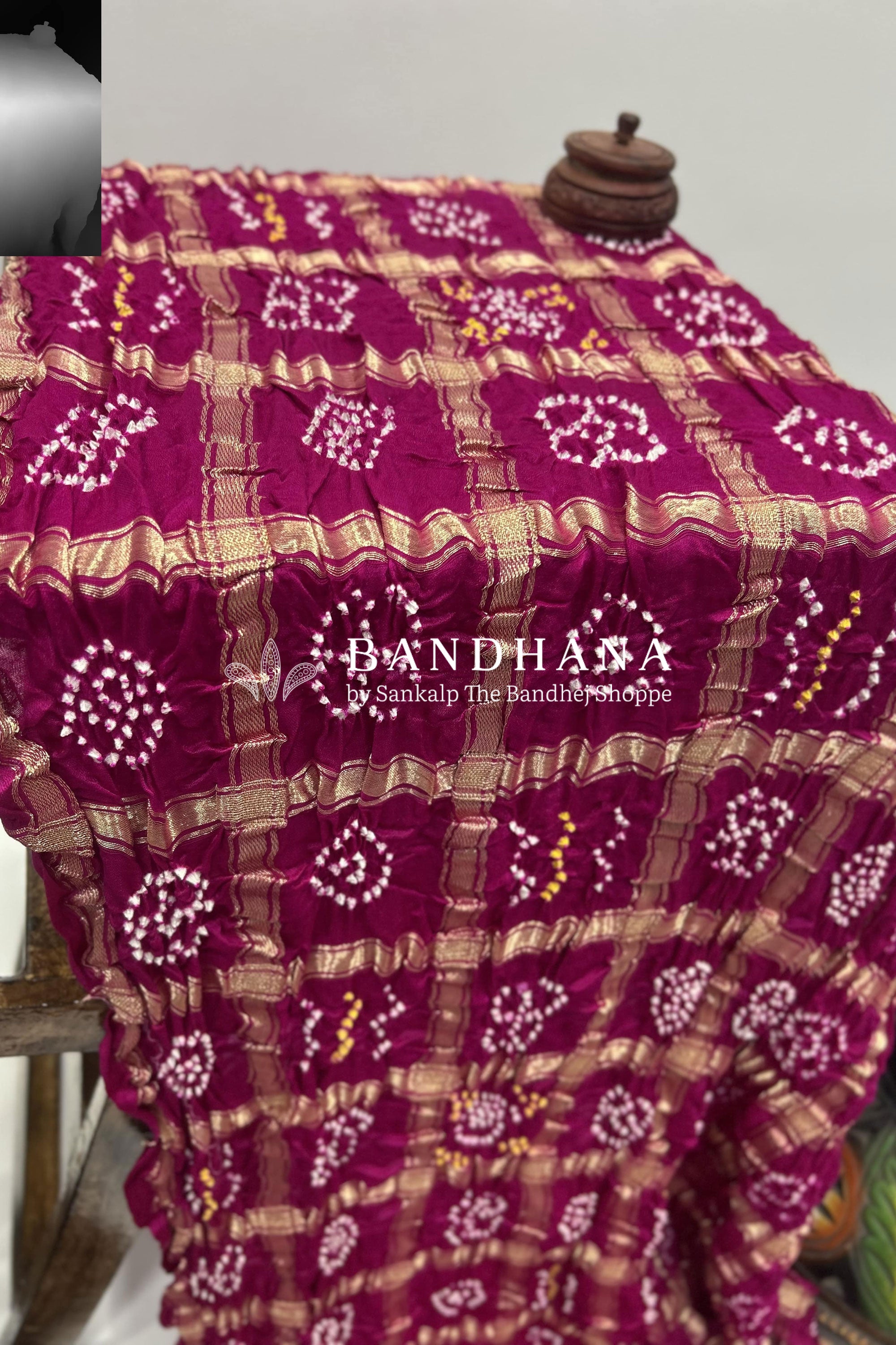 Rani Gajji Garchola Bandhani Saree Sarees