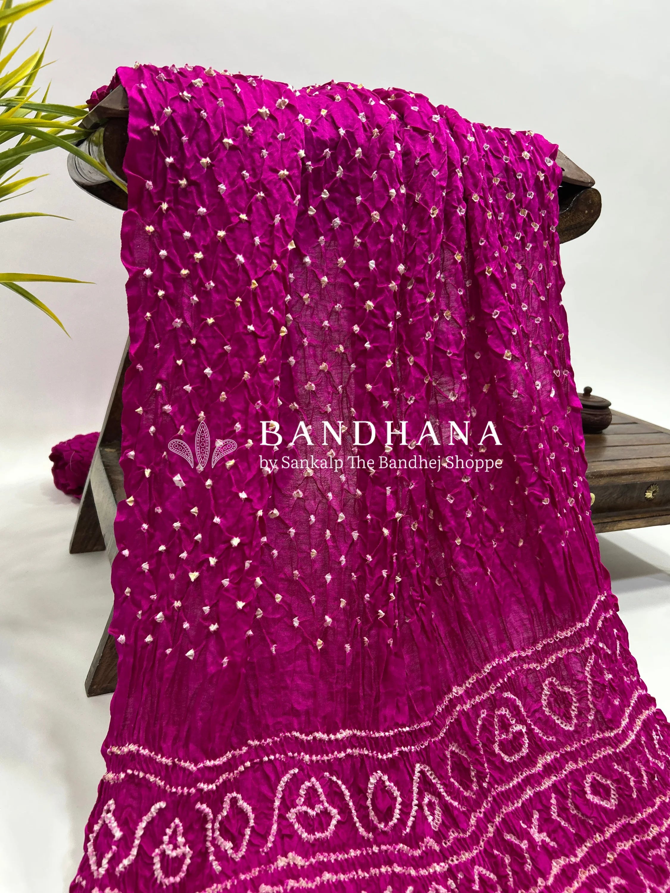 Rani Gajji Silk Single Dot Bandhani Saree magenta / Gajji Silk Sarees