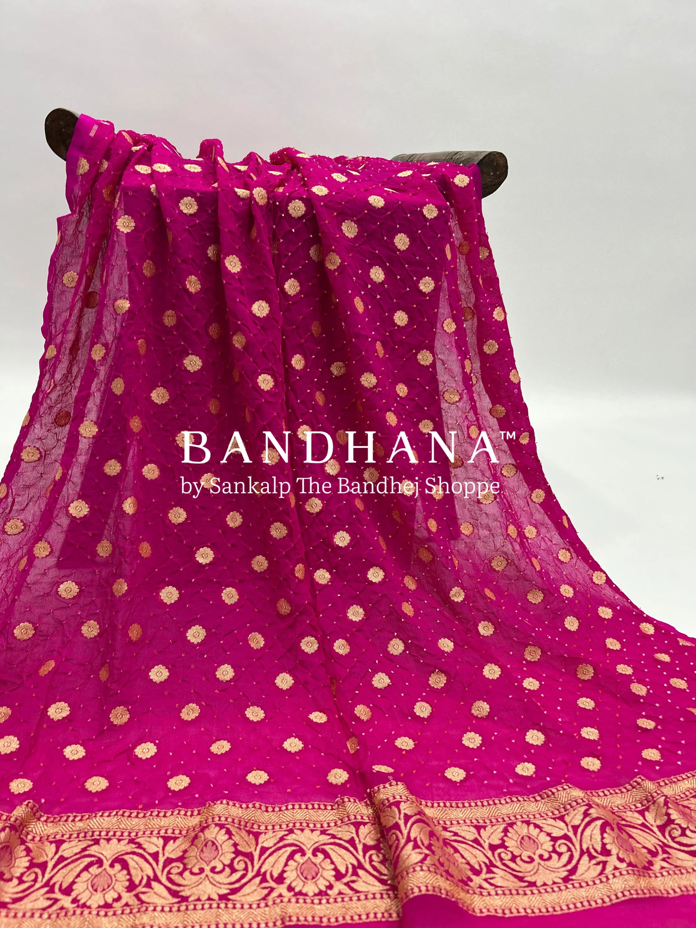 Rani Georgette Banarasi Bandhani Kurti Material deeppink / Georgette Dresses